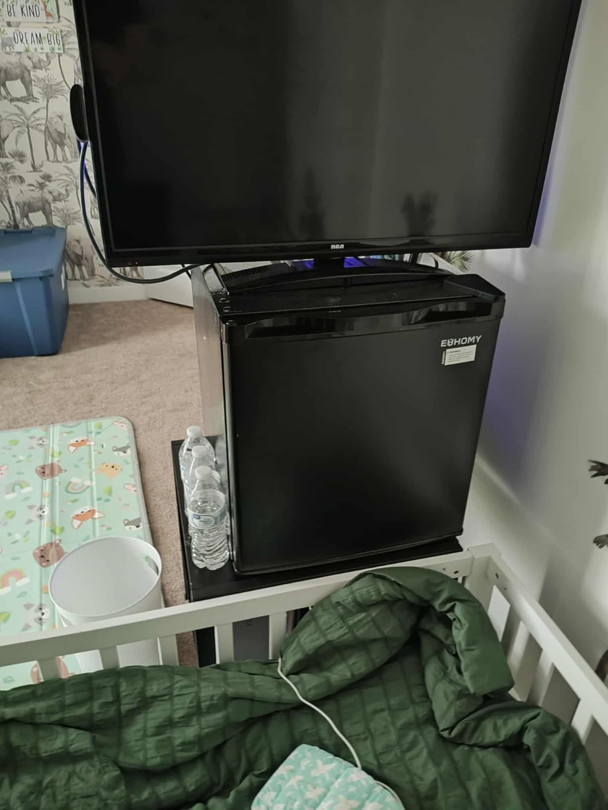 EUHOMY 1.7 Cu.Ft Mini Fridge with Freezer, Reversible Single Door Compact Refrigerator, Adjustable Thermostat, Energy Saving, Mini Fridge for Bedroom, Office, Dorm, Black - Customer Photo 2