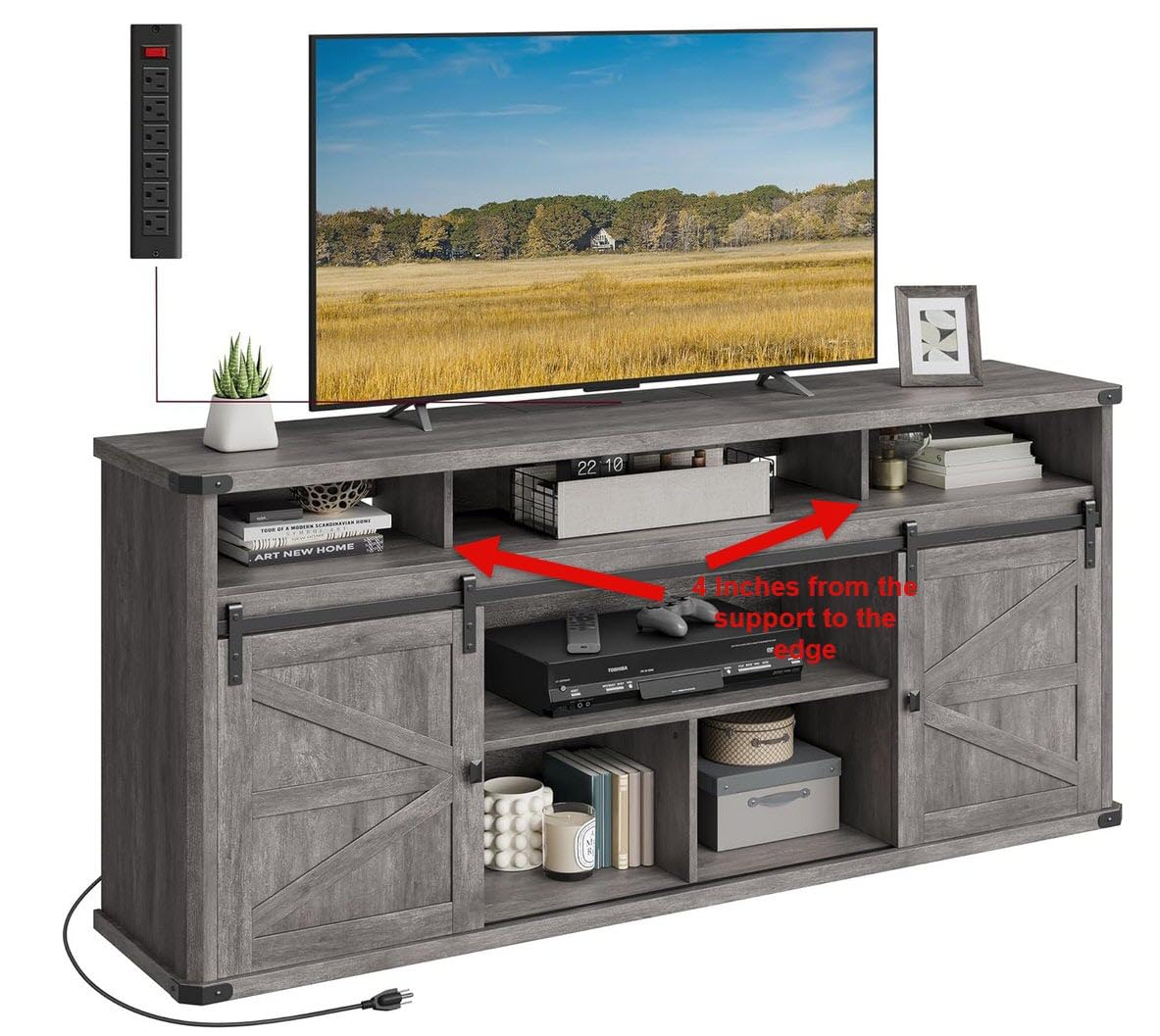VASAGLE TV Stand for TVs up to 65 Inches, Farmhouse Entertainment Center with Sliding Barn Doors, TV Console Table for Living Room, Misty Gray ULTV322G68 - Customer Photo 1