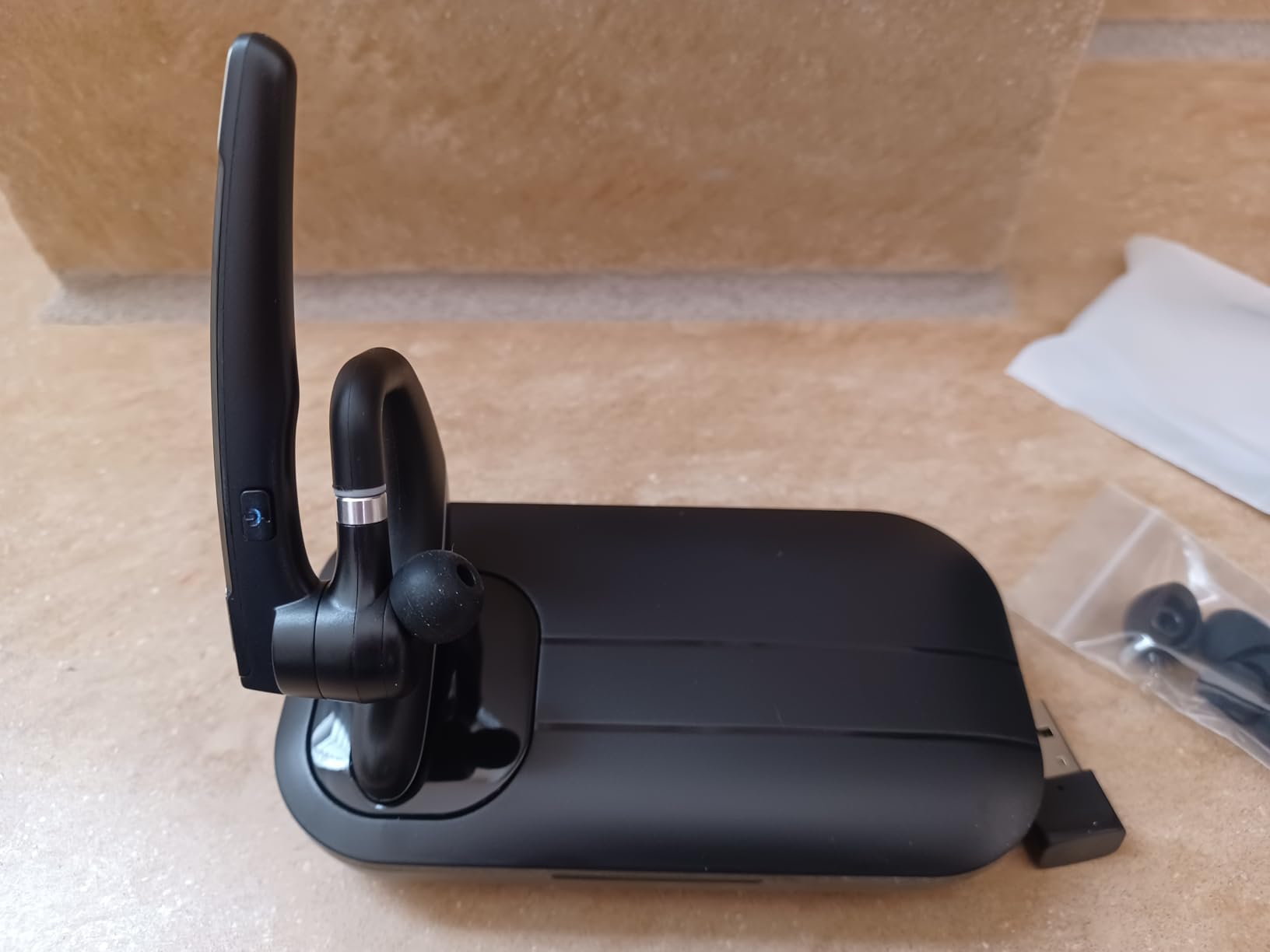 Bluetooth Headset V5.3, Wireless Earpiece with 1000mAh Charging Case, 96H Talktime, Hands Free Noise Canceling Headphones with Dual-Mic for Computer Cell Phones Trucker Home Office Work - Customer Photo 4