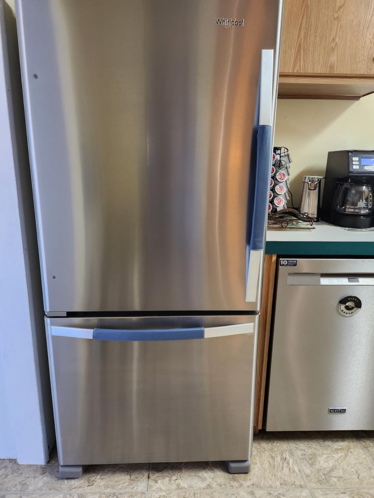 Refrigerator Door Handle Covers, Set of 5, Adjustable Appliance Handle Covers, Keep Your Kitchen Clean, Microwave Oven Stove Dishwasher Handle Protector, Non Slip Fridge Handle Cover (Gray) - Customer Photo 2