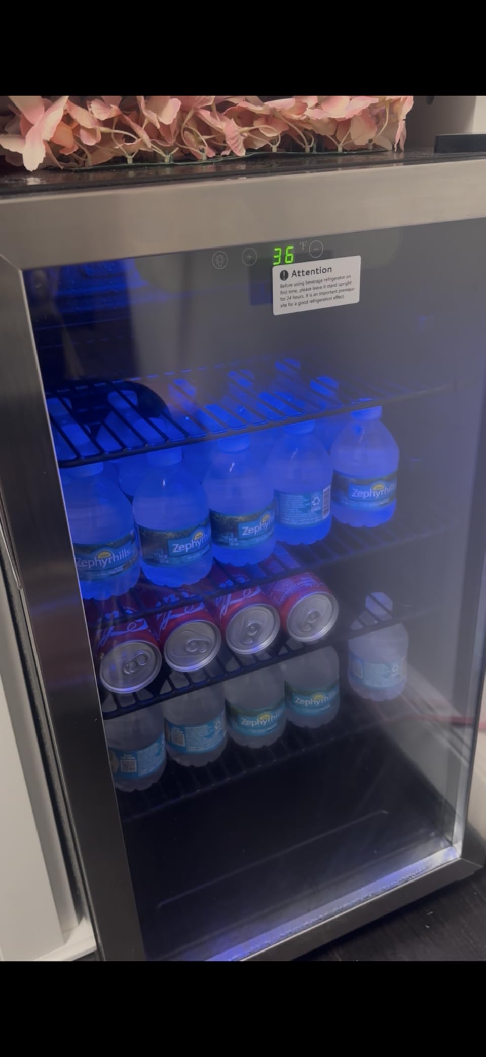 Beverage Refrigerator Cooler - 126 Can Mini Fridge with Glass Door for Soda Beer, Wine, Beverage Cooler for Home, Office, Bar with Adjustable Removable Shelves, Black - Customer Photo 1