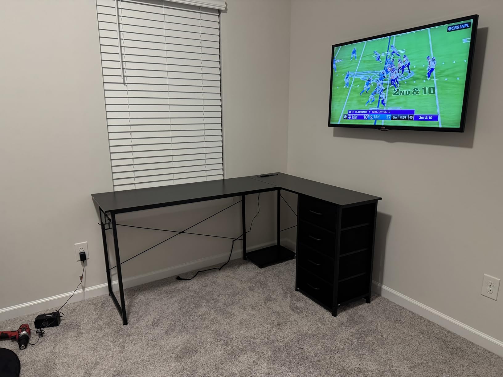 AODK L Shaped Gaming Desk with 4 Drawers, 61