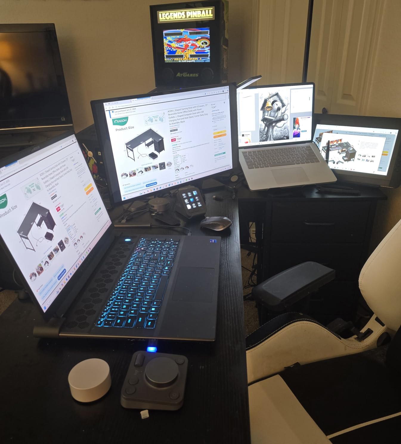 AODK L Shaped Gaming Desk with 4 Drawers, 61