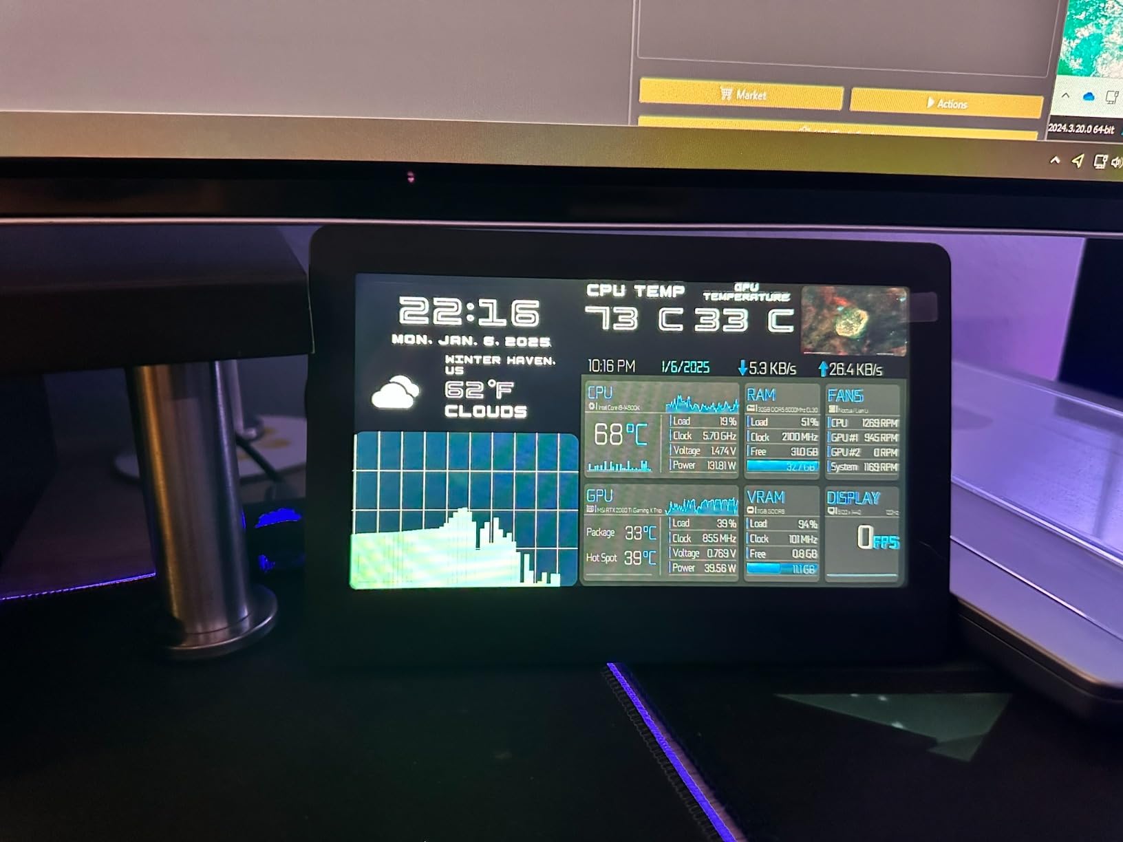G.SKILL WigiDash PC Command Panel - 7 inch Touch Display, Up to 20 (5x4) Widget Grid, Customizable Hotkeys/Shortcuts/Widgets, Monitor System Performance (Windows 10 and 11, USB Powered) - Customer Photo 3