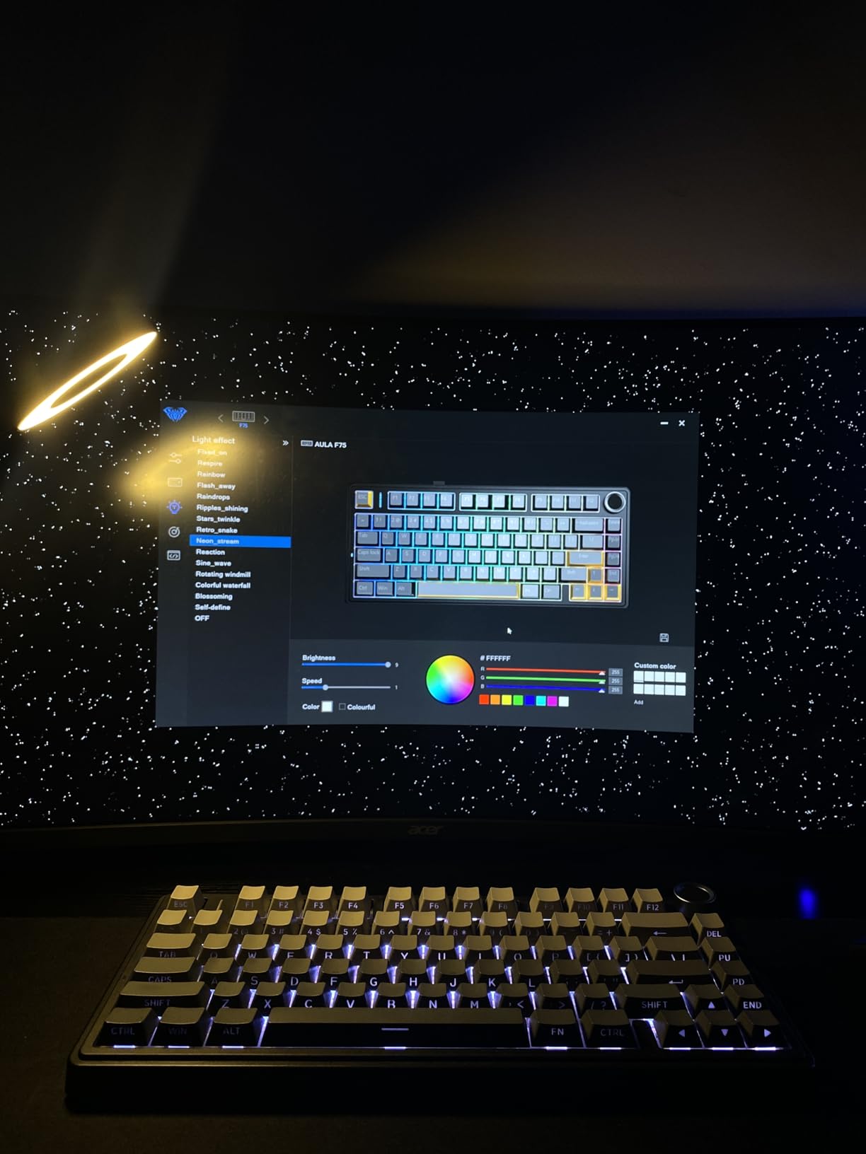 EPOMAKER x Aula F75 Gasket Mechanical Keyboard, 75% Wireless Hot Swappable Gaming Keyboard with Five-Layer Padding&Knob, Bluetooth/2.4GHz/USB-C, RGB (Light Blue, LEOBOG Reaper Switch) Customer Review EPOMAKER x Aula F75 Gasket Mechanical Keyboard, 75% Wireless Hot Swappable Gaming Keyboard with Five-Layer Padding&Knob, Bluetooth/2.4GHz/USB-C, RGB (Light Blue, LEOBOG Reaper Switch) - Customer Photo 2