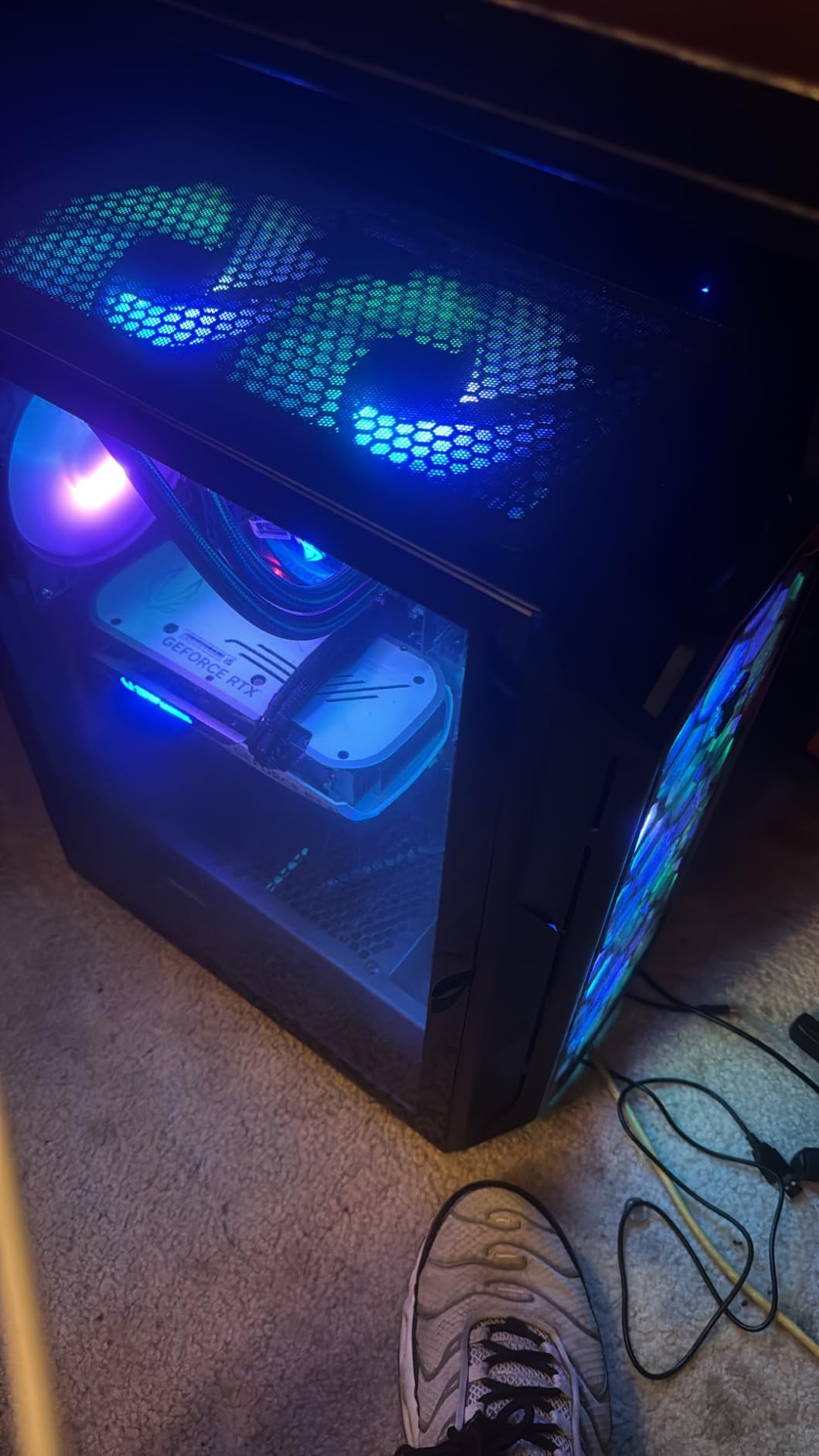 ViprTech Overlord 2.0 Liquid-Cooled PC - AMD Ryzen 7 5700X (4.6Ghz Turbo), RTX 5070 12GB, 32GB DDR4 3200, 2TB NVMe SSD, Black Wood Case, RGB Keyboard Mouse, VR-Ready, WiFi BT, Win 11, Gaming Computer - Customer Photo 1