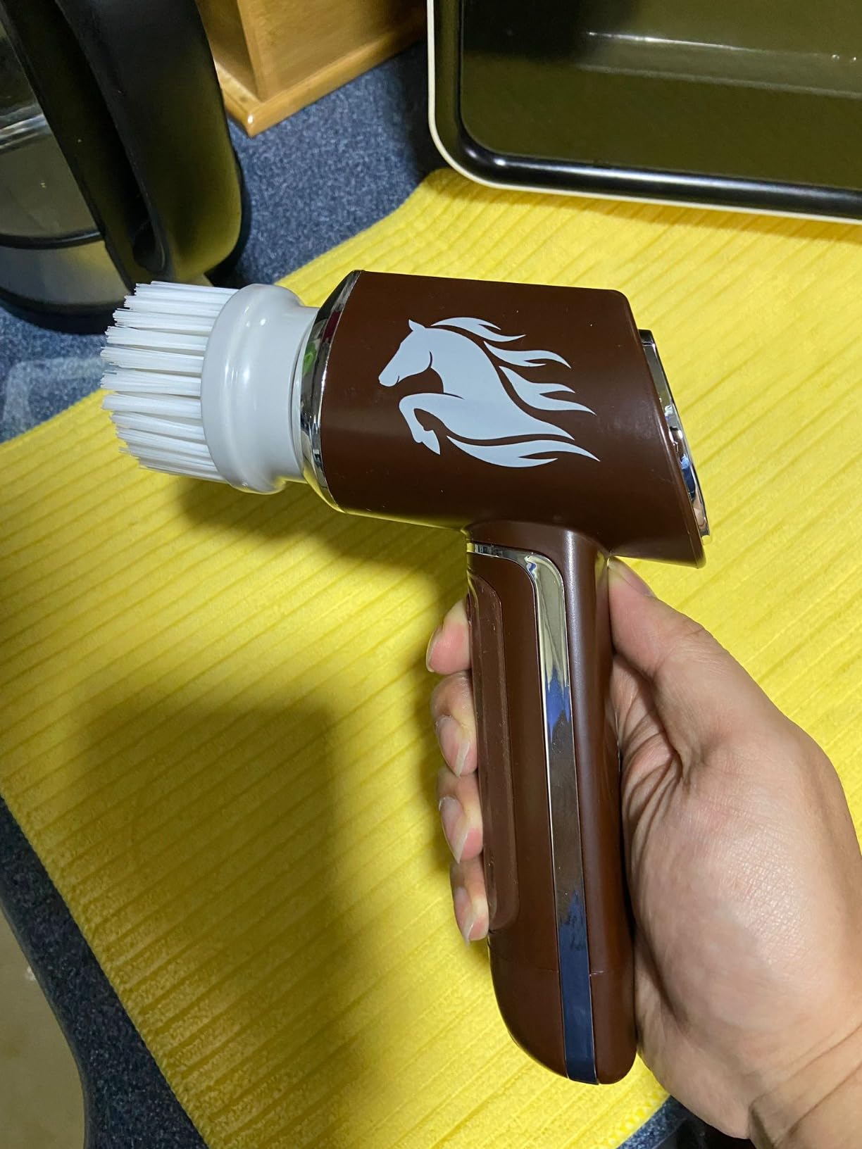 Horsepower Scrubber, Waterproof, Electric Power, Spins 350 RPM, 5 Brush Heads, AS-SEEN-ON-TV, Cleans Dirt & Grime, Tile, Grout, Bathrooms, Kitchen, Auto Rims, Outdoor Furniture & More, Rechargeable - Customer Photo 2