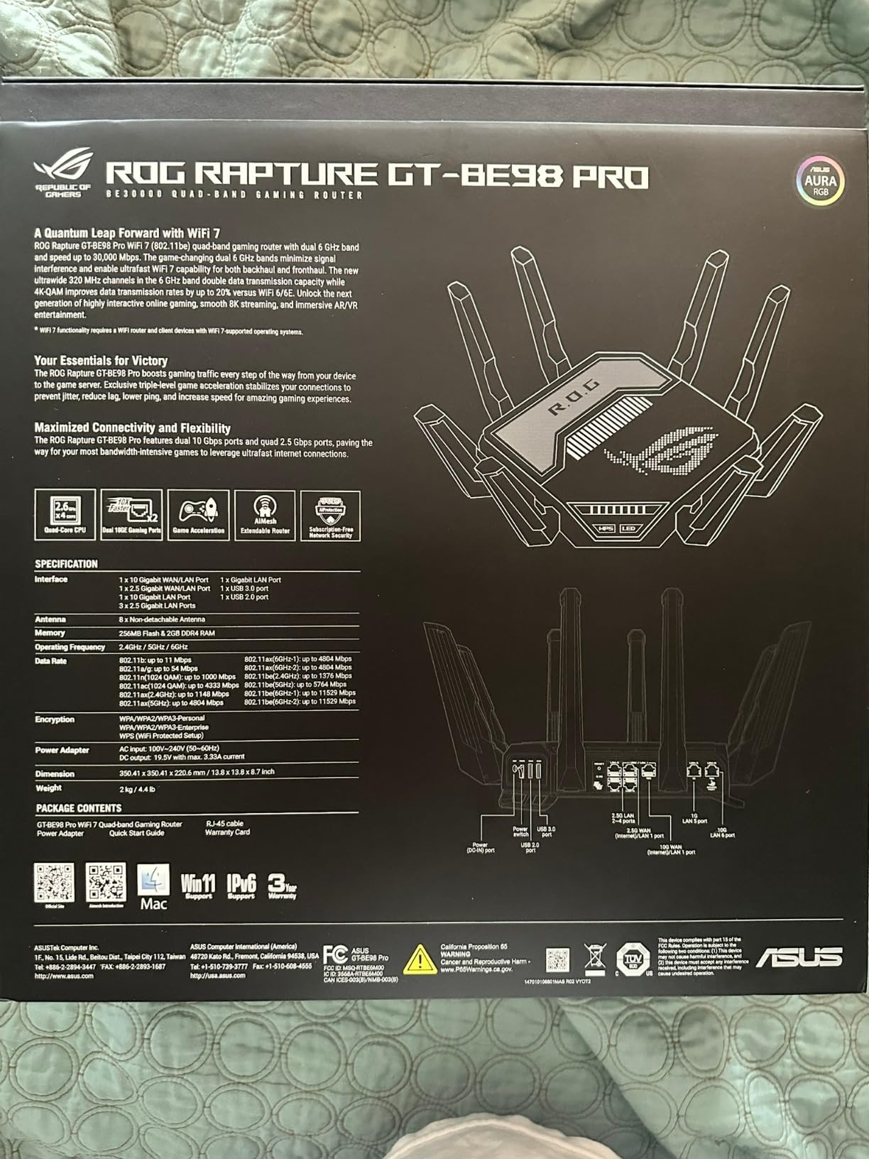 ASUS ROG Rapture GT-BE98 PRO First Quad-Band WiFi 7 Gaming Router supports 320MHz, Dual 10G Port, Triple-level Game Acceleration, Mobile Game Mode, Subscription-Free Security, AiMesh, and VPN features - Customer Photo 5