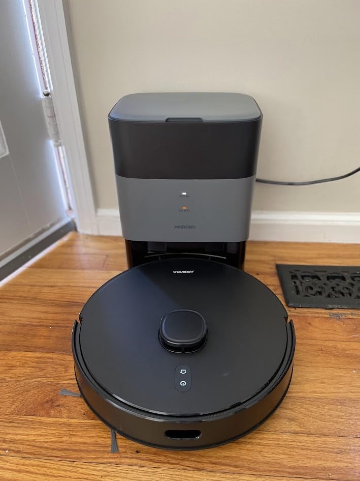 AIRROBO Robot Vacuum and Mop Combo, Self-Emptying, 60-Day Capacity, Home Mapping, Schedule, Wi-Fi/App/Alexa/Remote, 180mins Runtime, T20+ Robotic Vacuum Cleaner for Pet, Hard Floors, Carpet - Customer Photo 1