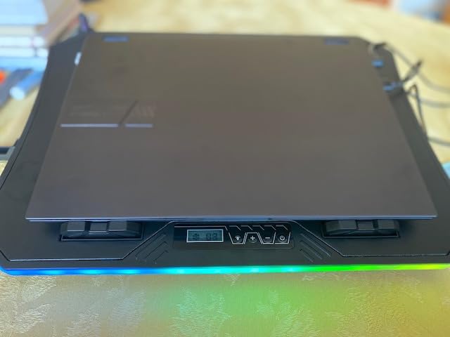 KeiBn Laptop Cooling Pad, Gaming Laptop Fan Cooling Pad with 15 Quiet Fans, RGB Laptop Cooler for 10-17.3 Inch, 4 Height Stands, 2 USB Ports - Blue Customer Review KeiBn Laptop Cooling Pad, Gaming Laptop Fan Cooling Pad with 15 Quiet Fans, RGB Laptop Cooler for 10-17.3 Inch, 4 Height Stands, 2 USB Ports - Blue - Customer Photo 2
