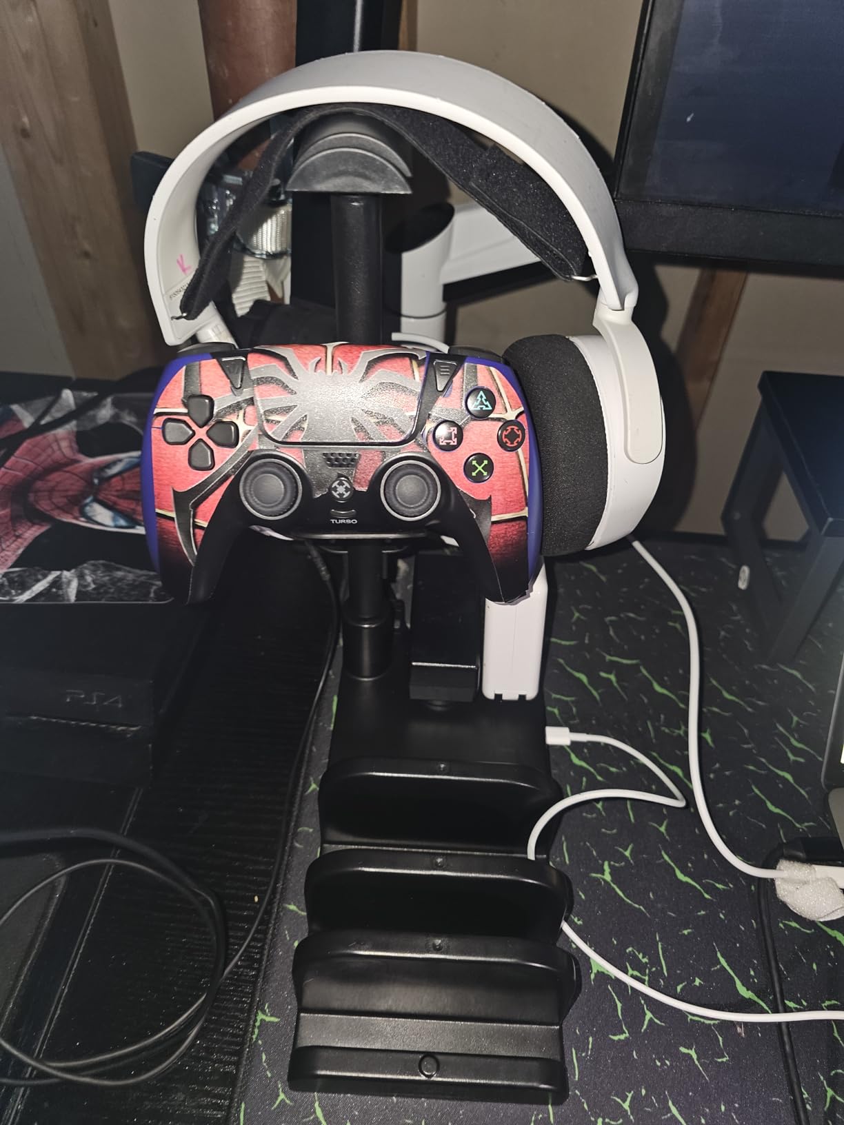 KAFRI Headphone and Controller Stand with USB A&C Charger, Desk Gaming Accessories Headset Holder with USB Charging Port and 2 AC Outlets, Switch/Phone Storage Organizer, Gamer Gift for Men Boyfriend - Customer Photo 1