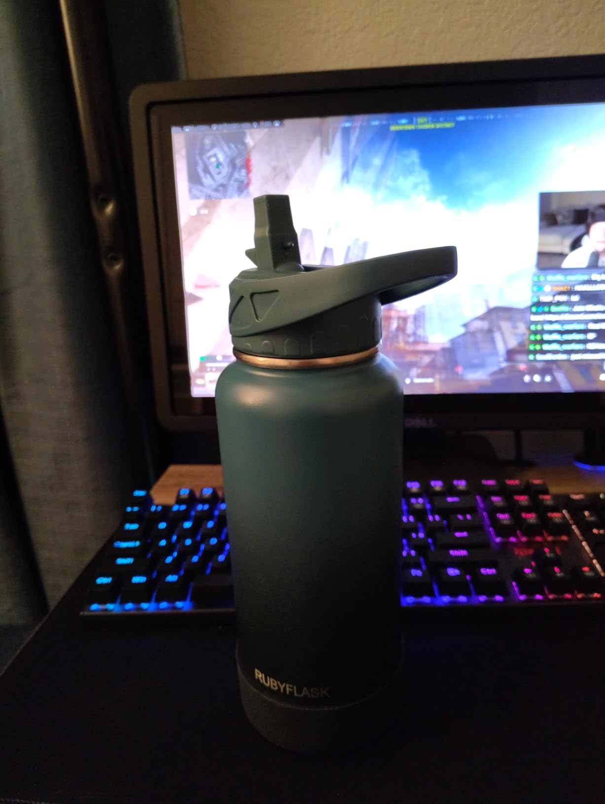 32oz Insulated Water Bottle with Straw, Stainless Steel Metal Vacuum Water Flask, Large Thermal Water bottle with Leakproof 3 Lids for Travel, Camping, Gym Sports Indigo Black - Customer Photo 2