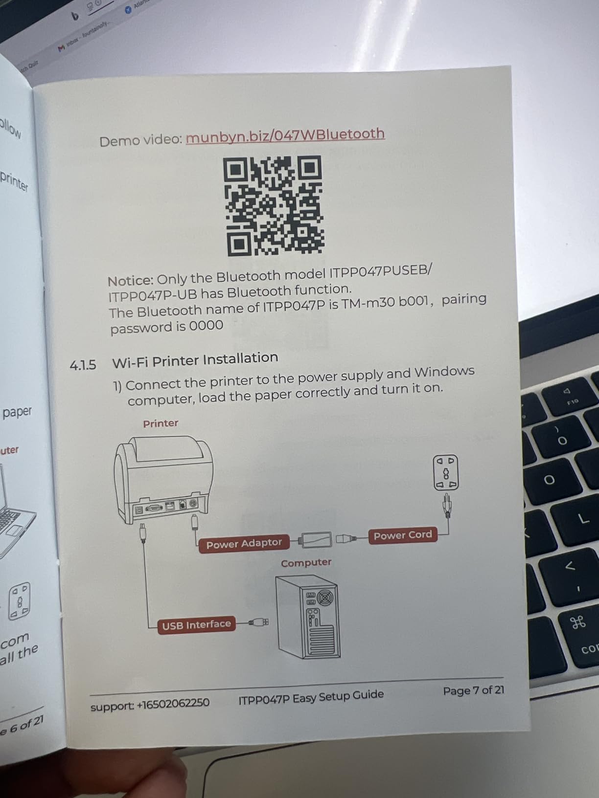 MUNBYN Bluetooth Thermal Receipt Printer P047, 80mm POS Printer, Thermal Printer with USB Serial Ethernet, Bluetooth, Support Android Windows PC (Do Not Support iOS Paypal Doordash Grubhub Vagaro) - Customer Photo 3