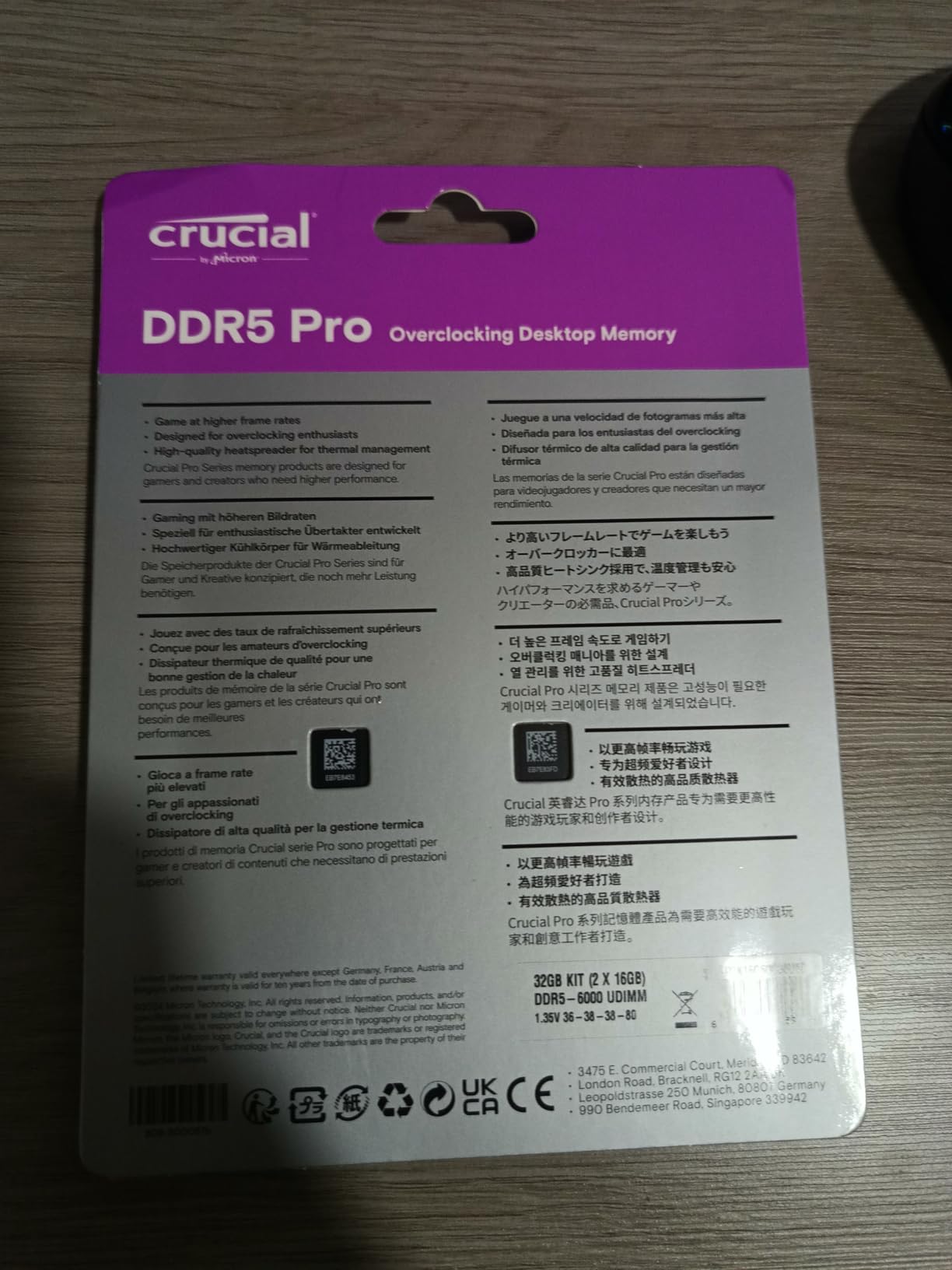 Crucial Pro 32GB DDR5 RAM Kit (2x16GB),CL36 6000MHz, Overclocking Desktop Gaming Memory, Intel XMP 3.0 & AMD Expo Compatible, Black - CP2K16G60C36U5B - Customer Photo 2