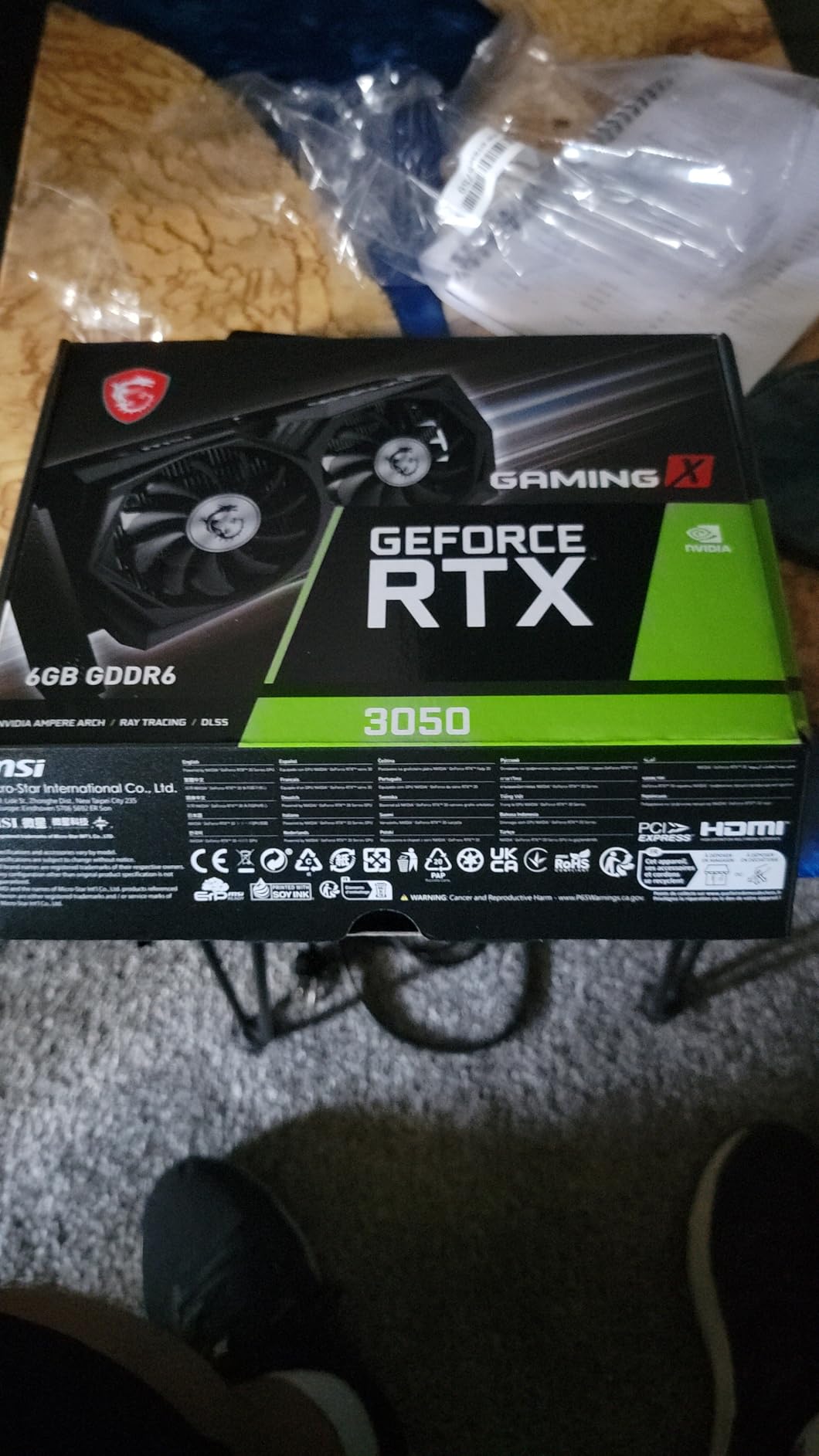 MSI Gaming RTX 3050 Gaming X 6G Graphics Card (NVIDIA RTX 3050, 96-Bit, Boost Clock: 1507 MHz, 6GB GDDR6 14 Gbps, HDMI/DP, Ampere Architecture) - Customer Photo 1