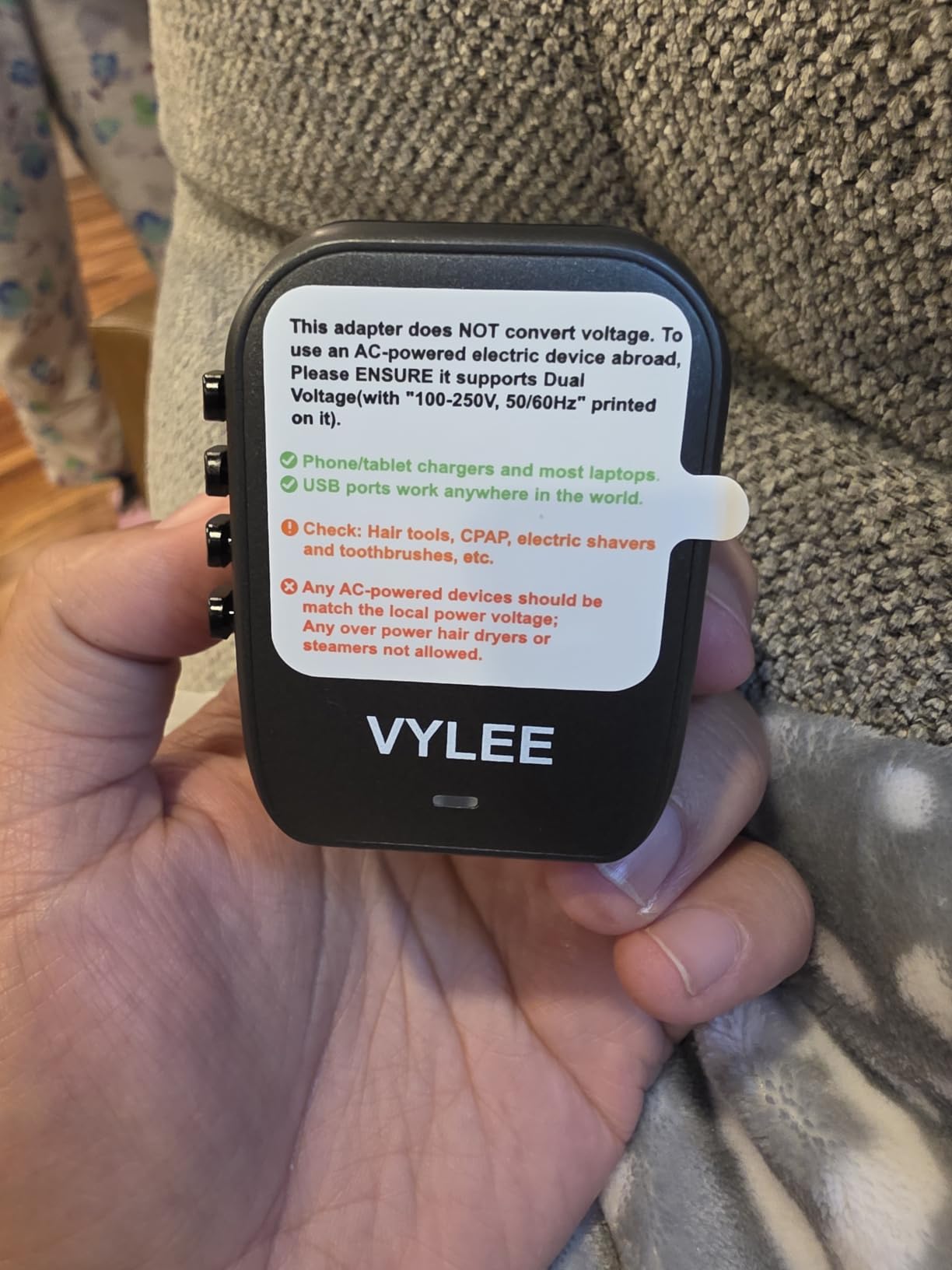Universal Travel Adapter, VYLEE 5 in 1 International Power Adapter, 3.5A 2xUSB-A and 2xUSB C Wall Charger, Worldwide Travel Essentials Plug for Europe USA UK AUS Asia (Black Grey) Customer Review Universal Travel Adapter, VYLEE 5 in 1 International Power Adapter, 3.5A 2xUSB-A and 2xUSB C Wall Charger, Worldwide Travel Essentials Plug for Europe USA UK AUS Asia (Black Grey) - Customer Photo 1