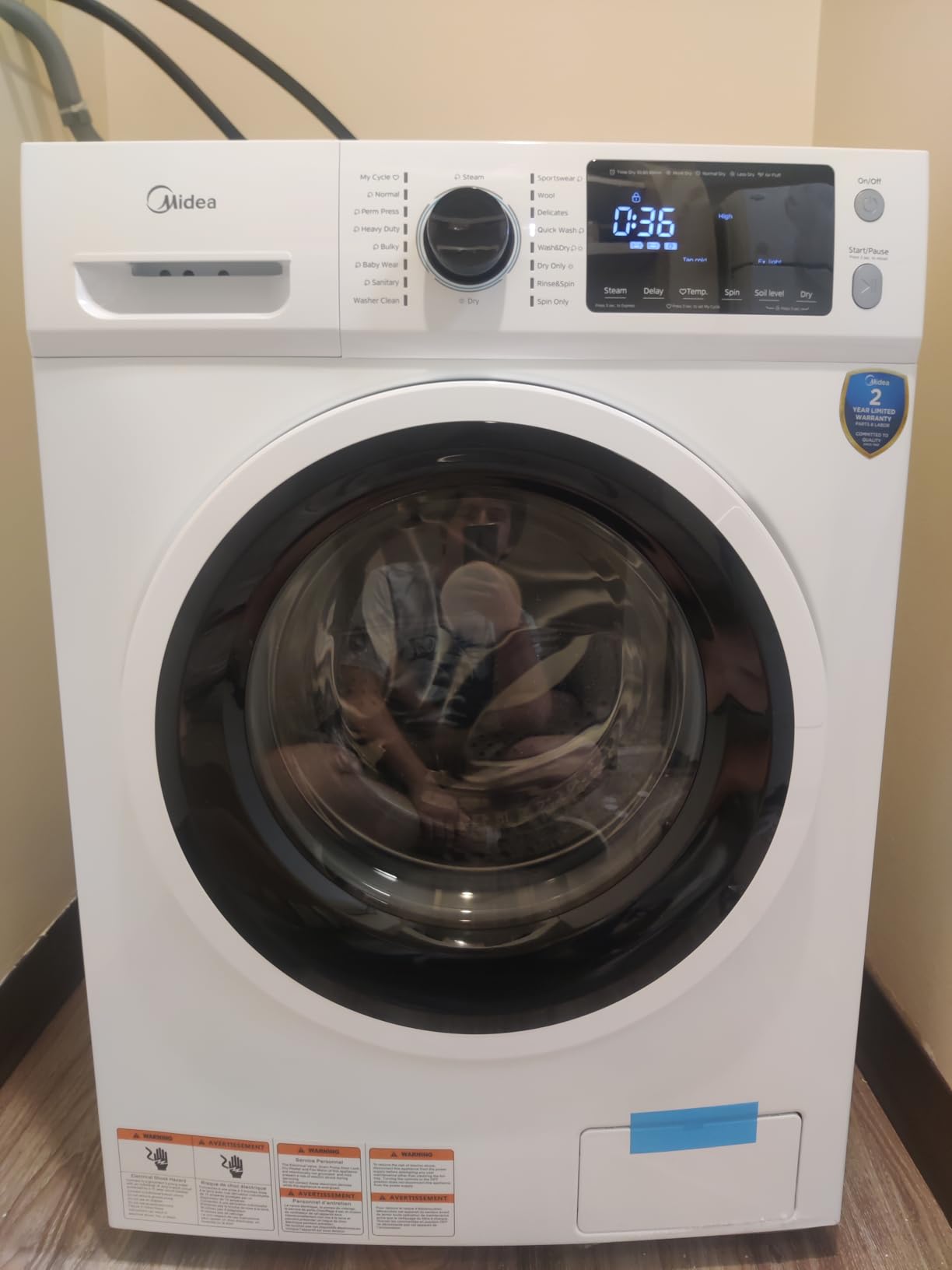 Midea 24 Inch Washer and Dryer Combo, All in One Washer and Dryer 2.7 cu.ft 26lbs, Ventless Washing Machine, Steam Care, Overnight Dry, 1400 RPM, 16 Cycles Front Load Washer, Full-Automatic, White customer photo 1