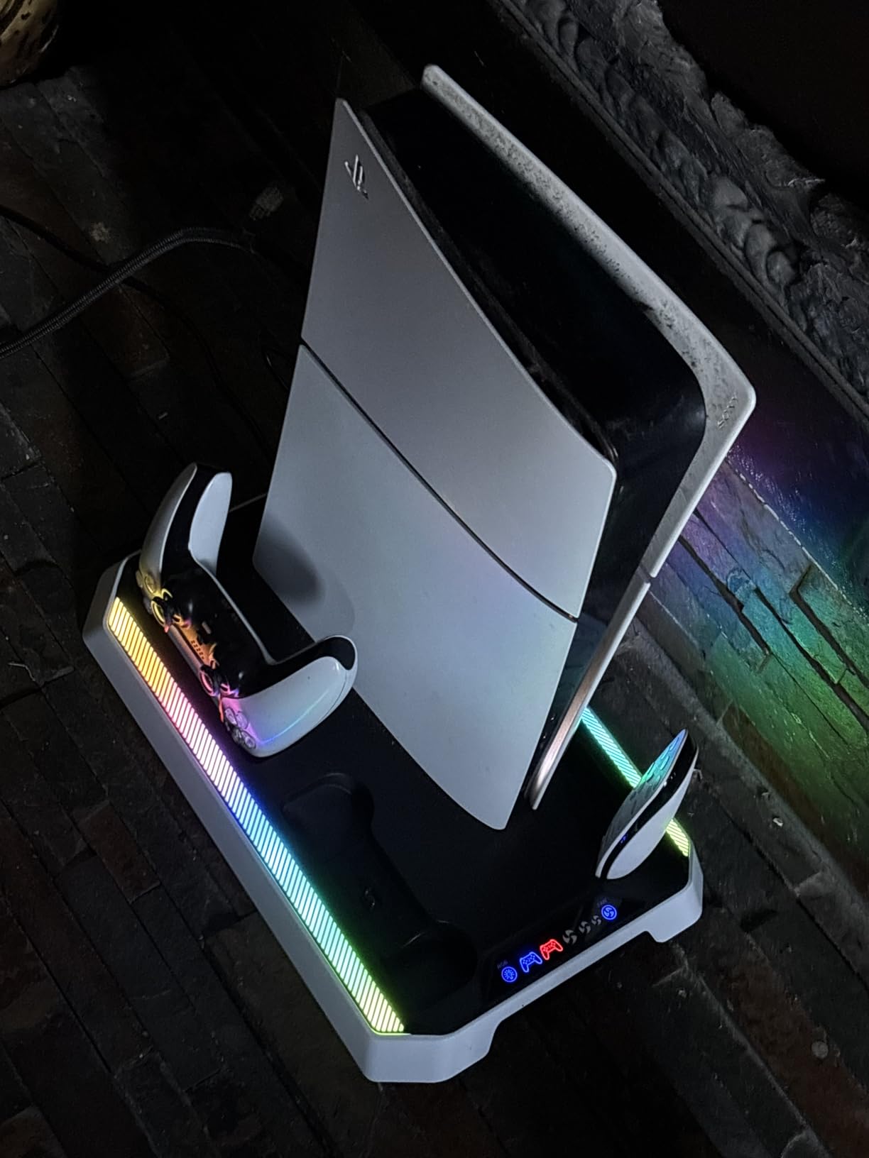 Cooling Station for PS5 & PS5 Slim Console Disc/Digital Edition, Stand Compatible with PlayStation 5, Charging Station with Dual Controller Charger, 3 Levels Cooling Fan, 3 USB Hubs & Headset Holder - Customer Photo 1