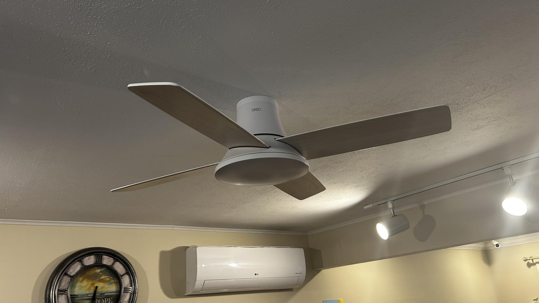 Dreo Ceiling Fans with Lights, 12 Speeds & 3 Fan Modes, Quiet DC Motor, Low Profile Easy to Install, Flush Mount Smart Ceiling Fan with Dimmable LED, 12H Timer for Bedroom, Remote, White, 44'' Customer Review Dreo Ceiling Fans with Lights, 12 Speeds & 3 Fan Modes, Quiet DC Motor, Low Profile Easy to Install, Flush Mount Smart Ceiling Fan with Dimmable LED, 12H Timer for Bedroom, Remote, White, 44'' - Customer Photo 5