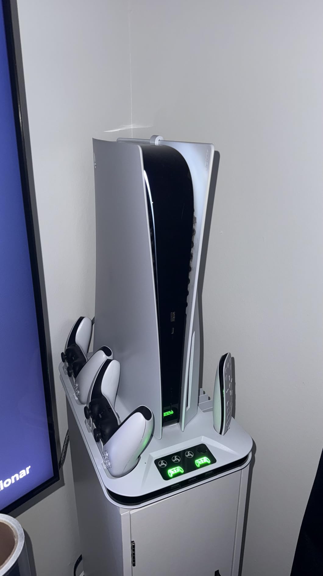 PS5/Slim/Pro Cooling Station with Controller Charging Station for Sony Console Playstation 5 Slim&Standard Disc/Digital Console, PS5 Pro Stand Cooler Accessories Incl Cooling Fan/3 USB Hubs - Customer Photo 1