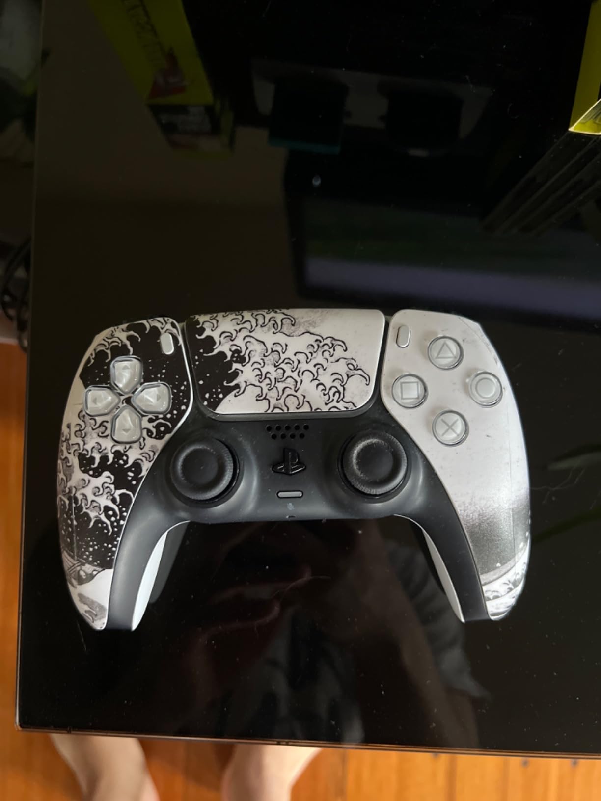 BelugaDesign Wave PS5 Skin | White Black Japanese Anime Great Kanagawa Cute Pastel Vinyl Cover Wrap Sticker Full Set Console 2 Controllers | Compatible with Sony PlayStation 5 Slim Disc Edition - Customer Photo 1