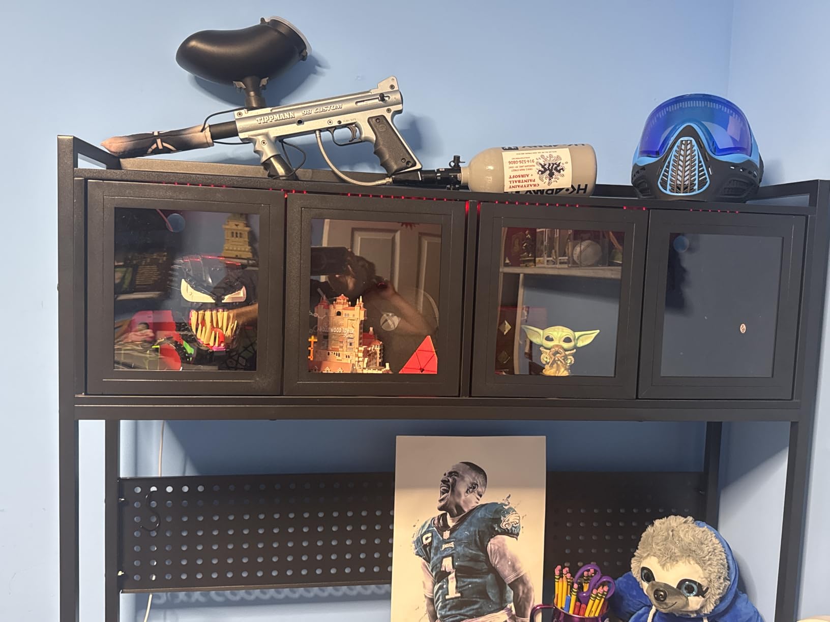 SEDETA L Shaped Gaming Desk with Drawers, L Shaped Computer Desk with Hutch and Storage Shelves, Gaming Desk with Pegboard, Led Lights, and Power Outlet, Home Office Desk, Corner Desk, Black - Customer Photo 1