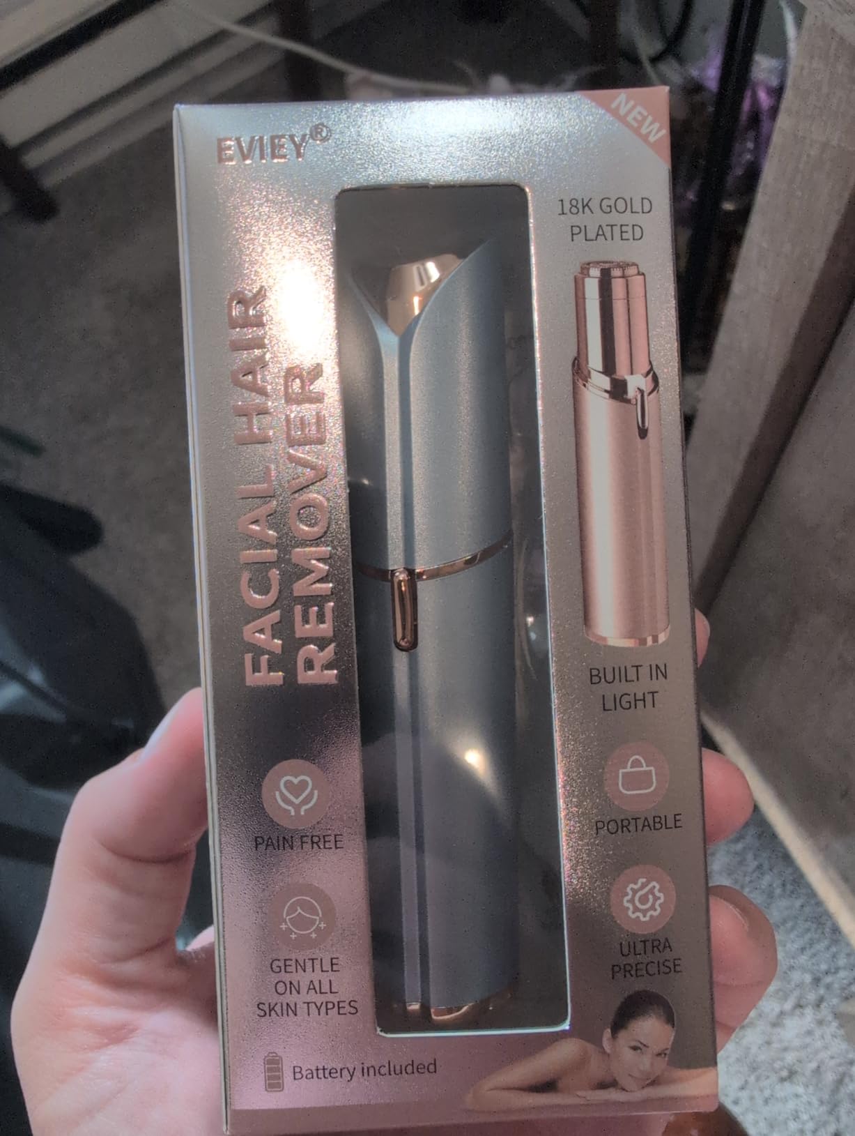 Facial Hair Remover for Women - as Seen on TV Painless Face Shaver - Electric Hair Removal Device for Face Lips Peach Fuzz with Light (Blue) - Customer Photo 1