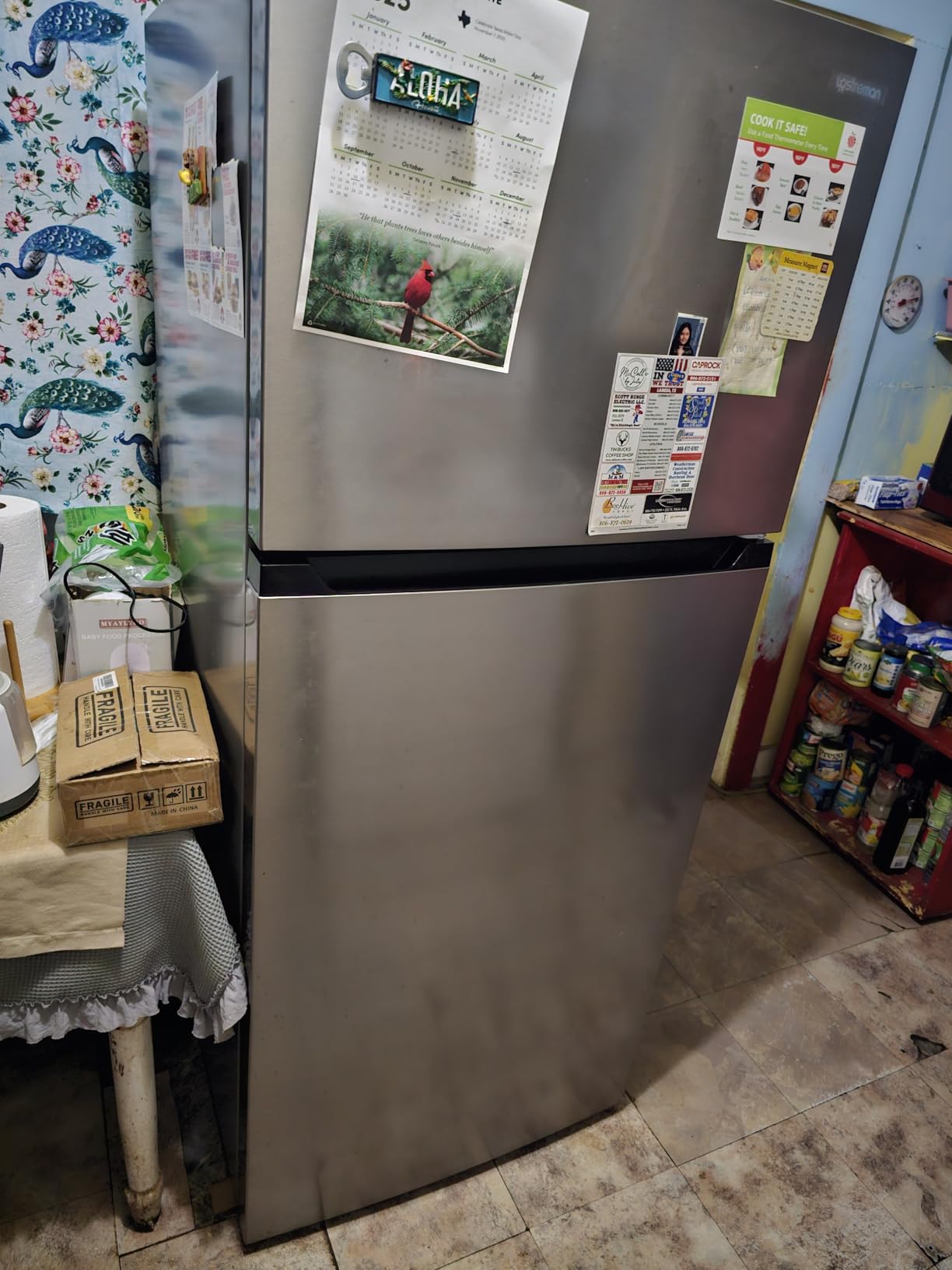 Upstreman 14.7 Cu.Ft. Double Door Refrigerator in Stainless Steel with Large Capacity Top Freezer, Frost Free, Adjustable Thermostat Control, Fingerprint-resistant, ENERGY STAR-BD147 - Customer Photo 2