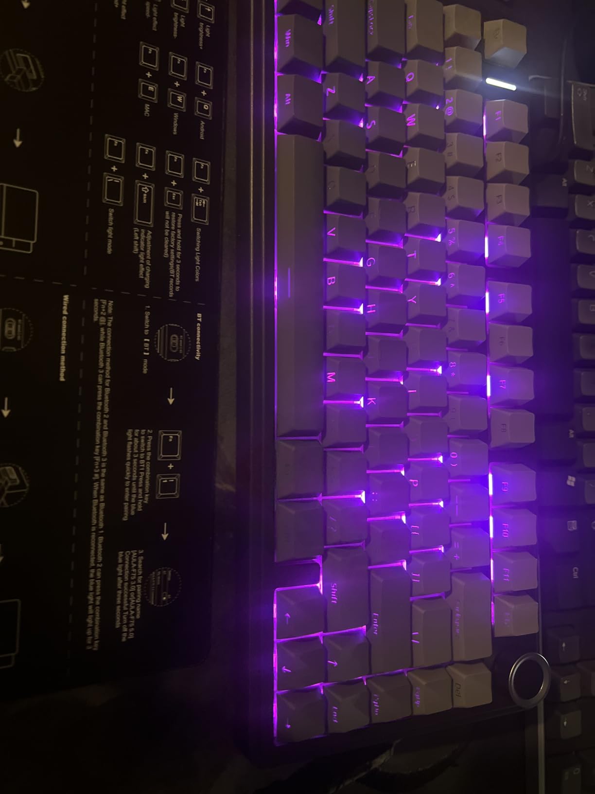 AULA F75 Pro Wireless Mechanical Keyboard,75% Hot Swappable Custom Keyboard with Knob,RGB Backlit,Pre-lubed Reaper Switches,Side Printed PBT Keycaps,2.4GHz/USB-C/BT5.0 Mechanical Gaming Keyboards Customer Review AULA F75 Pro Wireless Mechanical Keyboard,75% Hot Swappable Custom Keyboard with Knob,RGB Backlit,Pre-lubed Reaper Switches,Side Printed PBT Keycaps,2.4GHz/USB-C/BT5.0 Mechanical Gaming Keyboards - Customer Photo 3