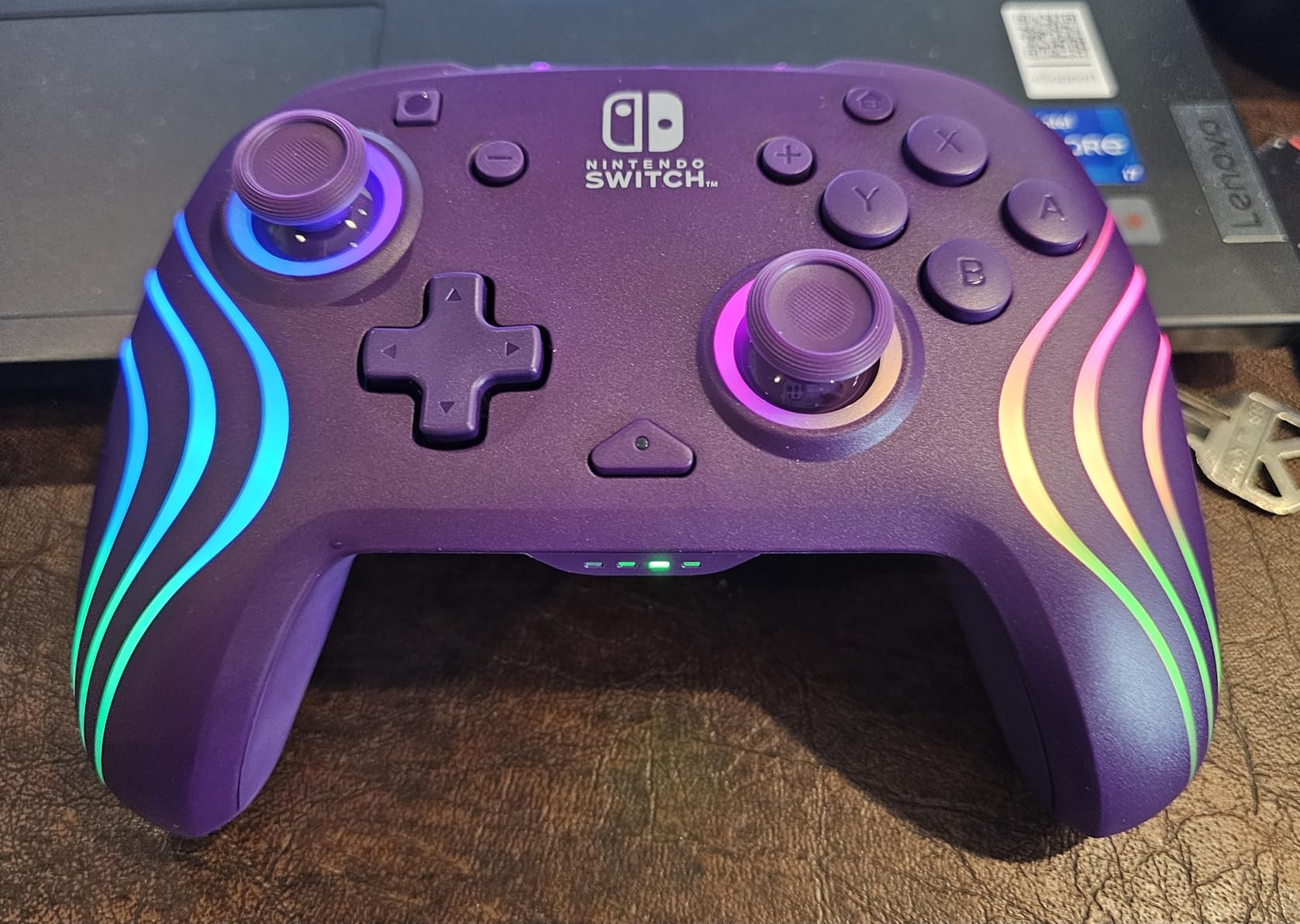 PDP Gaming Afterglow Wave Wireless Nintendo Switch Pro Controller - Officially Licensed, Nintendo Switch 2, Switch Lite/OLED, RGB LED Customization, App Controls, Rechargeable Battery Power - Purple - Customer Photo 2