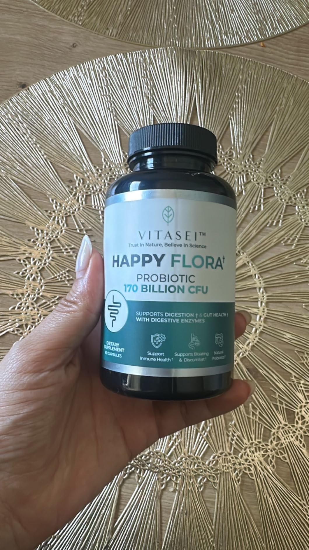 VITASEI Happy Flora, Probiotic Supplement 170 Billion CFU for a Healthy Gut Health with enzymes for Digestion, probiotics for Women and Men, 1 Bottle - 60 Capsules Customer Review VITASEI Happy Flora, Probiotic Supplement 170 Billion CFU for a Healthy Gut Health with enzymes for Digestion, probiotics for Women and Men, 1 Bottle - 60 Capsules - Customer Photo 1