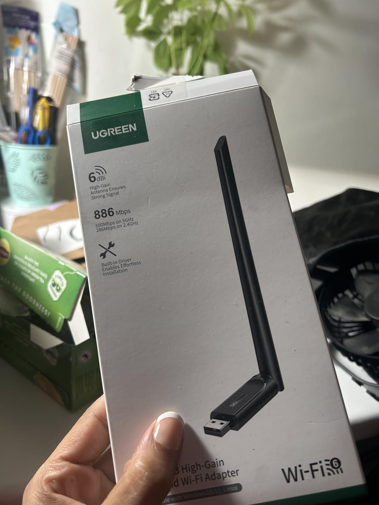 UGREEN WiFi Adapter for Desktop PC, AX900 USB WiFi 6 Adapter with 5GHz/2.4GHz Dual Band, 6dBi High Gain Antenna, Built-in Driver for Win11/10 - Customer Photo 1