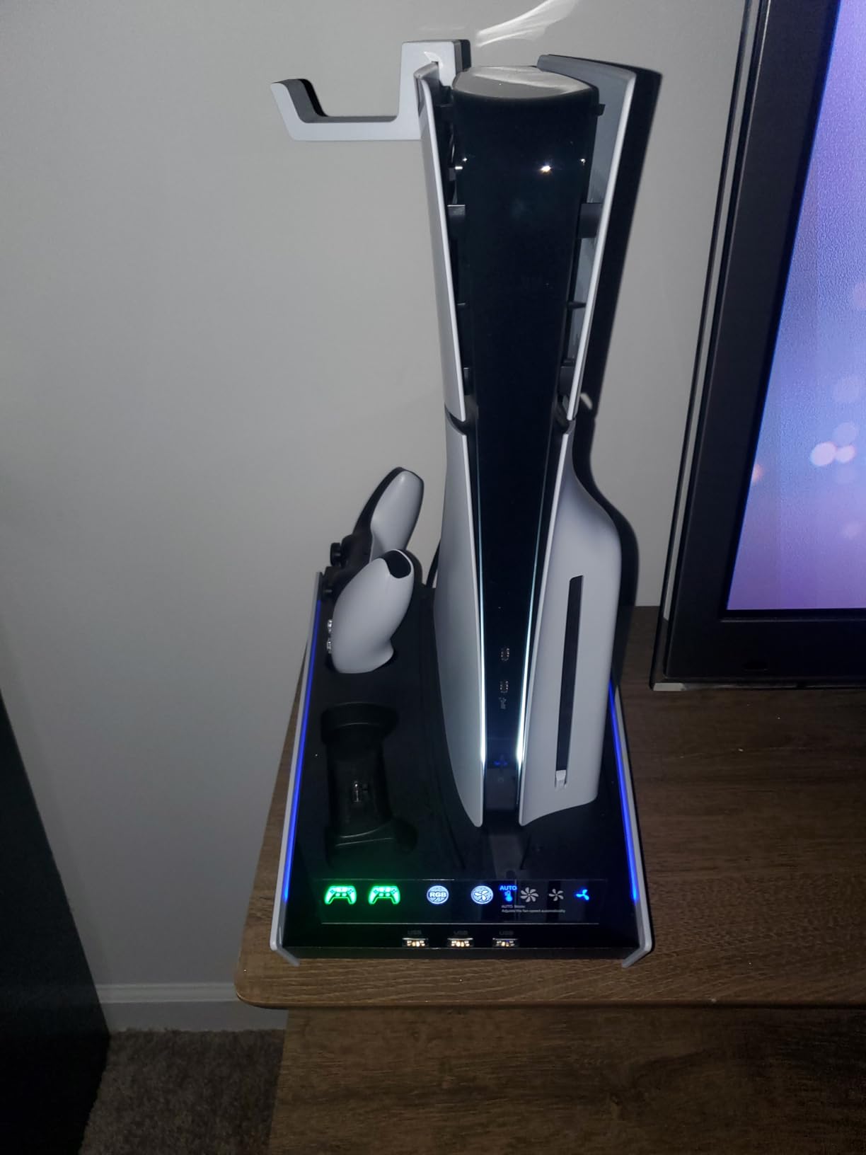 PS5/Slim/Pro Cooling Station with Auto Turbofan & 3-Level Speed, PS5 Vertical Stand Cooling Fan Station with Controller Charger, PS5 Accessories Base Cooler Docking Station for Sony PSP Console - Customer Photo 1