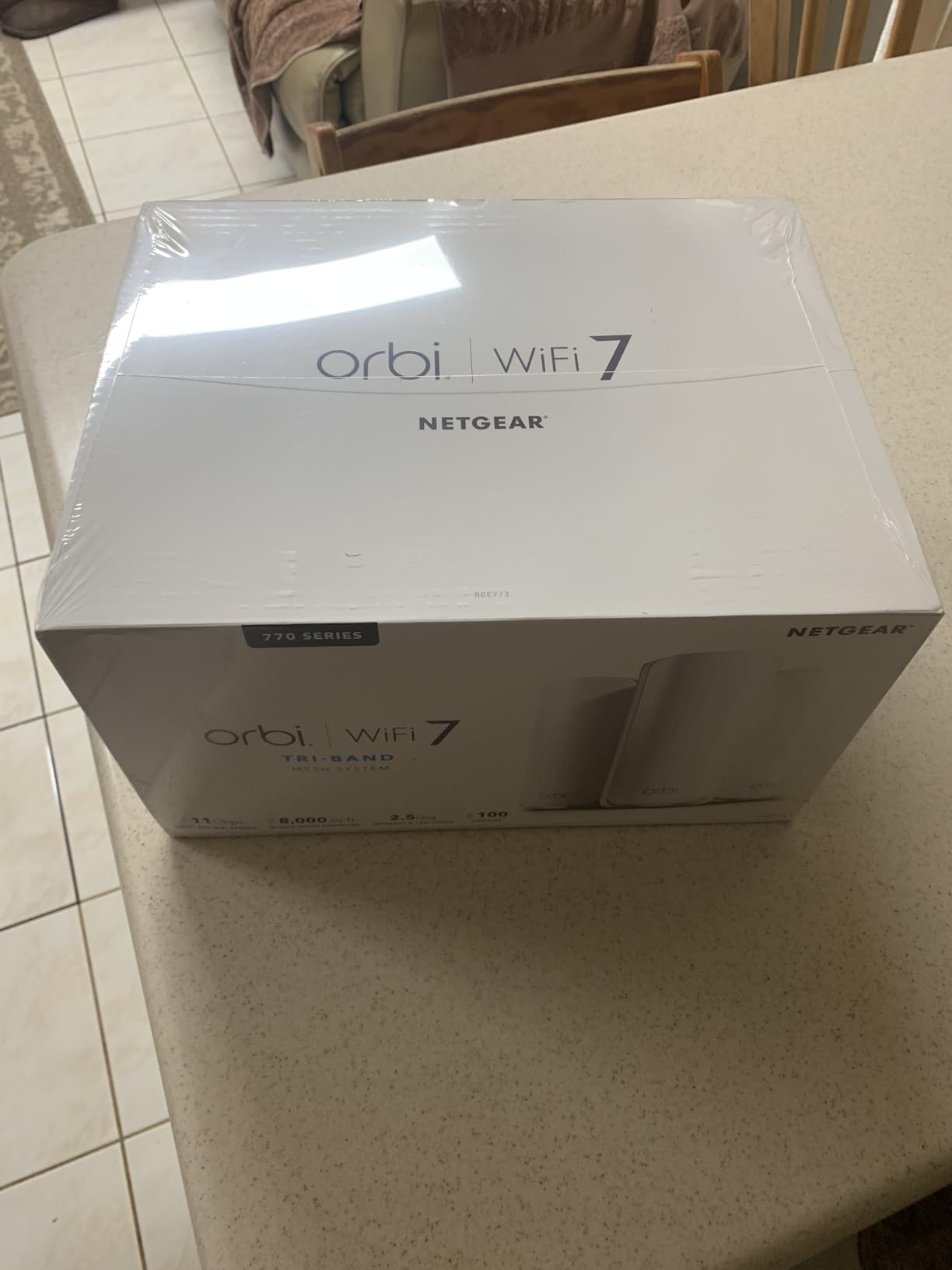 NETGEAR Orbi 770 Series Tri-Band WiFi 7 Mesh Network System (RBE773) - Router + 2 Satellite Extenders, Security Features, Up to 11Gbps, Covers up to 8,000 sq. ft., 100 Devices, 2.5 Gig Internet Port - Customer Photo 1