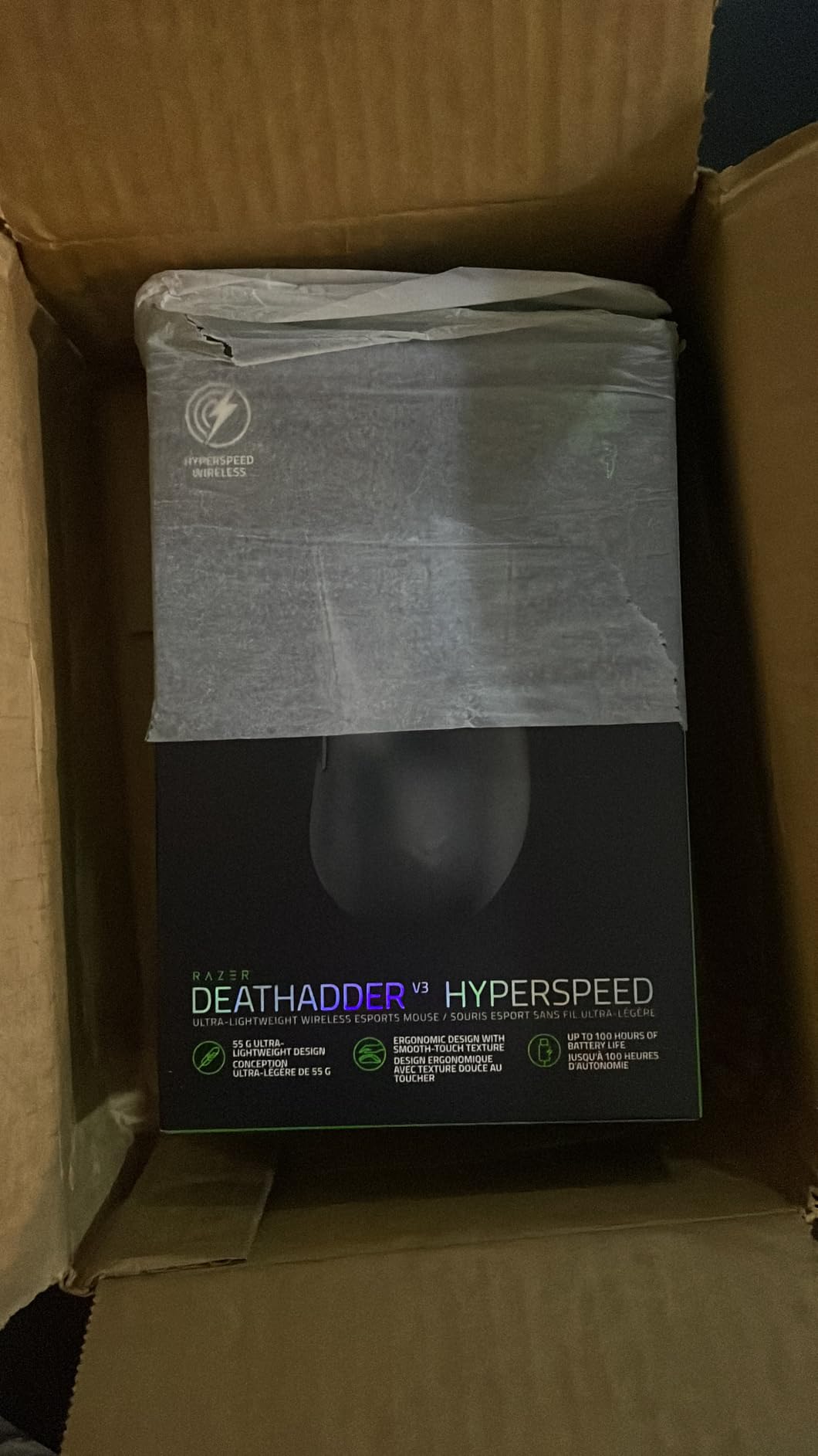 Razer DeathAdder V3 HyperSpeed Wireless Gaming Mouse: 55g Lightweight - USB C Charging - Up to 100 Hr Battery - Advanced 26K Optical Sensor - Gen-3 Optical Switches - 8 Programmable Controls - Black - Customer Photo 1