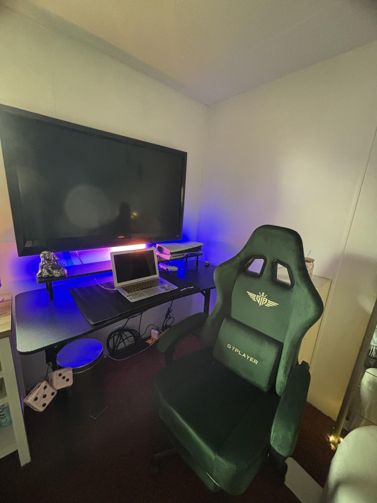 GTPLAYER Gaming Chair Fabric with Pocket Spring Cushion, High Back Ergonomic Computer Chair with Footrest for Adults Lumbar Support Swivel Game Chair for Office Gaming 350LBS, Black - Customer Photo 1