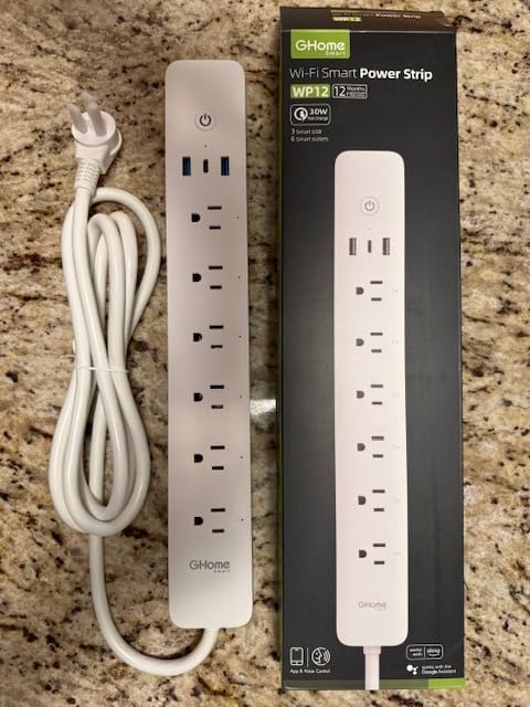 GHome Smart Plug Power Strip, 3 USB (30W Fast Charging) and 6 Individually Controlled Outlets, WiFi Surge Protector Works with Alexa & Google Home, Energy Monitor, 7.18 ft Mountable Flat Plug, 2A1C Customer Review GHome Smart Plug Power Strip, 3 USB (30W Fast Charging) and 6 Individually Controlled Outlets, WiFi Surge Protector Works with Alexa & Google Home, Energy Monitor, 7.18 ft Mountable Flat Plug, 2A1C - Customer Photo 1