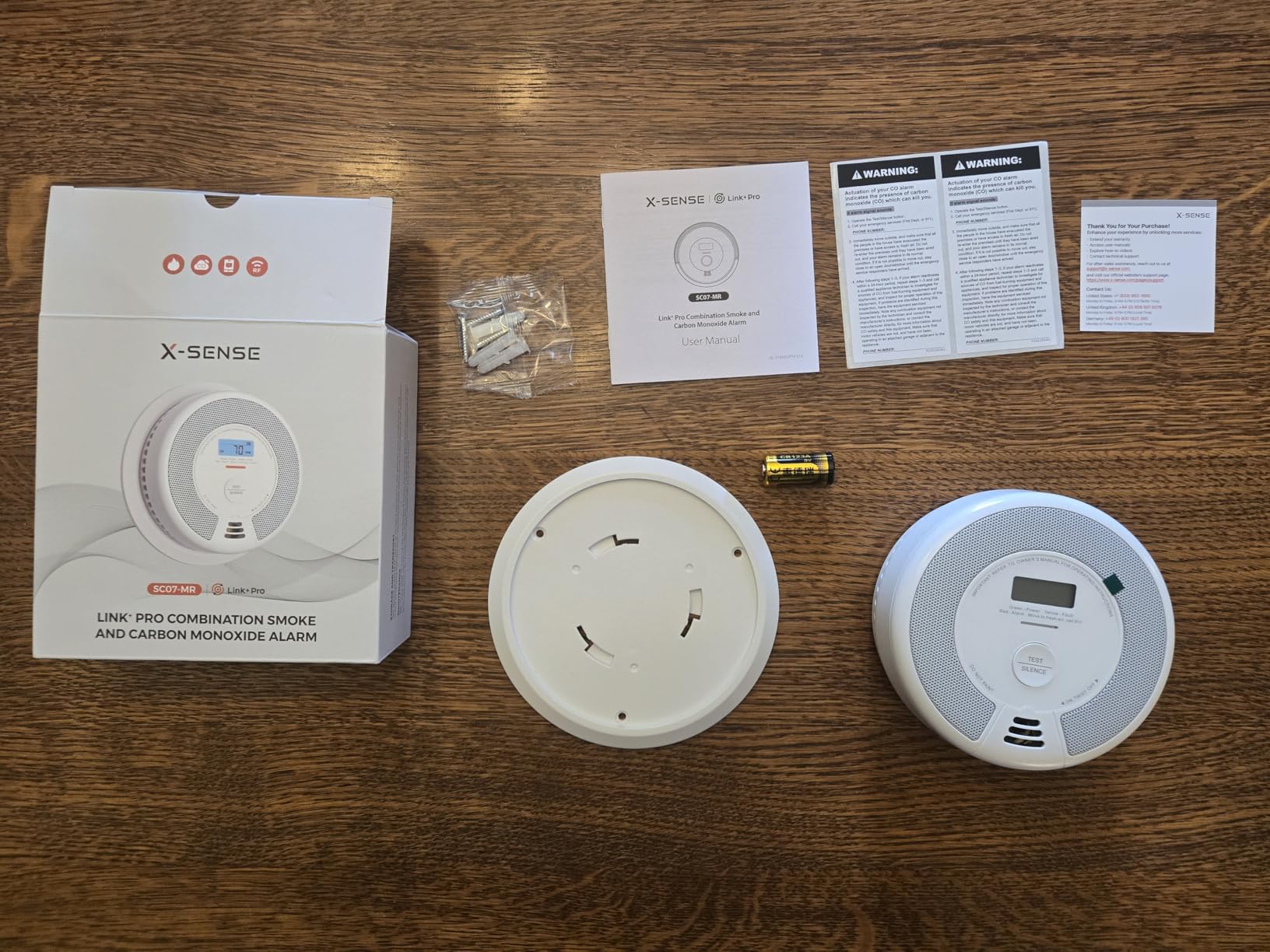 X-Sense Smart Smoke Detector Carbon Monoxide Detector Combo, Battery-Operated (Not AC Hardwired) Interconnected Combination Smoke Carbon Monoxide Detector, 5 Detectors with 1 Base Station, SC07-MR51 - Customer Photo 1