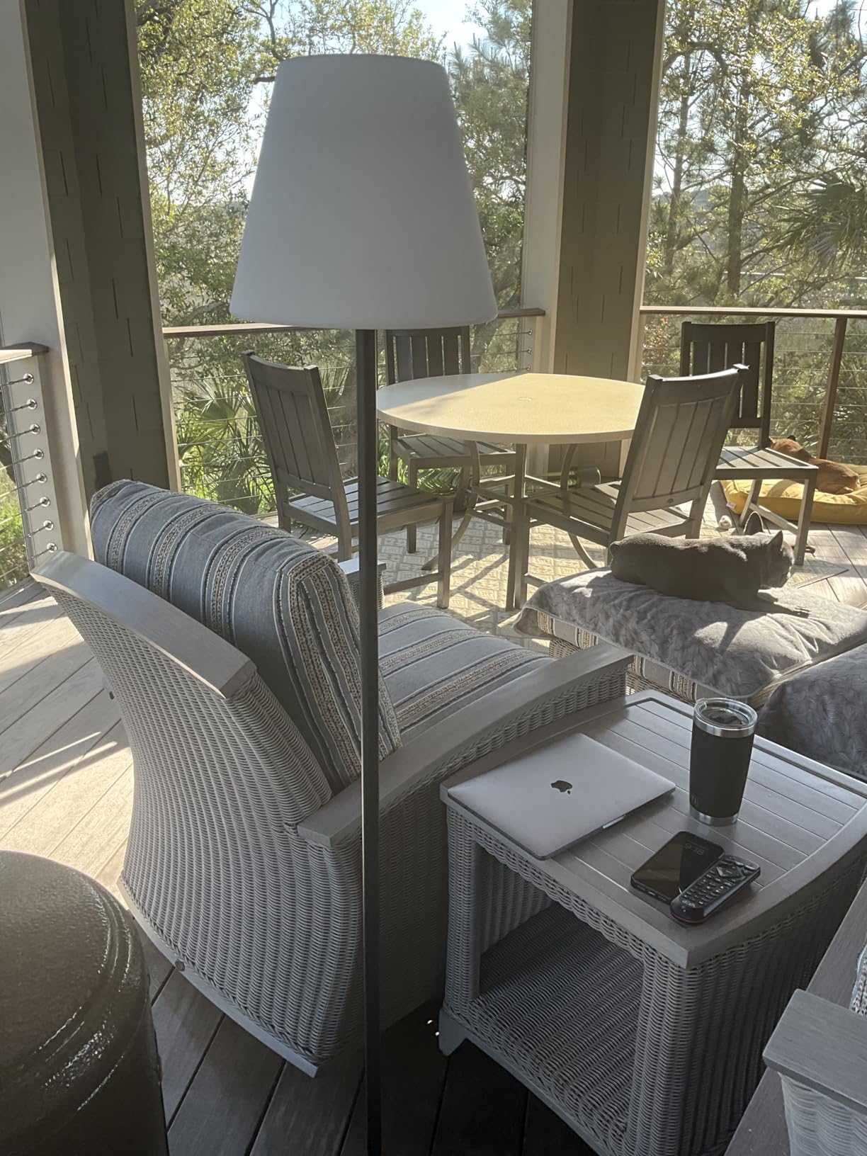 GGNOO Outdoor Solar Floor Lamp Rechargeable Indoor Cordless Floor Lamp Dimmable Warm White RGB LED USB Lights for Lawn Pool Garden - Customer Photo 1