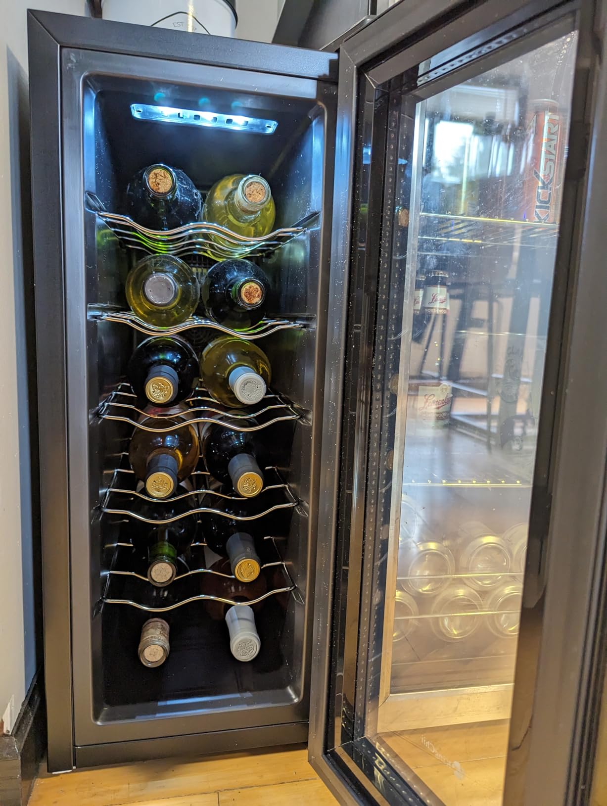 KingChii 55 Bottle Wine Cooler Refrigerator Freestanding Wine Fridge - Intelligent Digital Control, Low Noise Professional Compressor, Stainless Steel & Tempered Glass for Home, Office, or Kitchen - Customer Photo 2