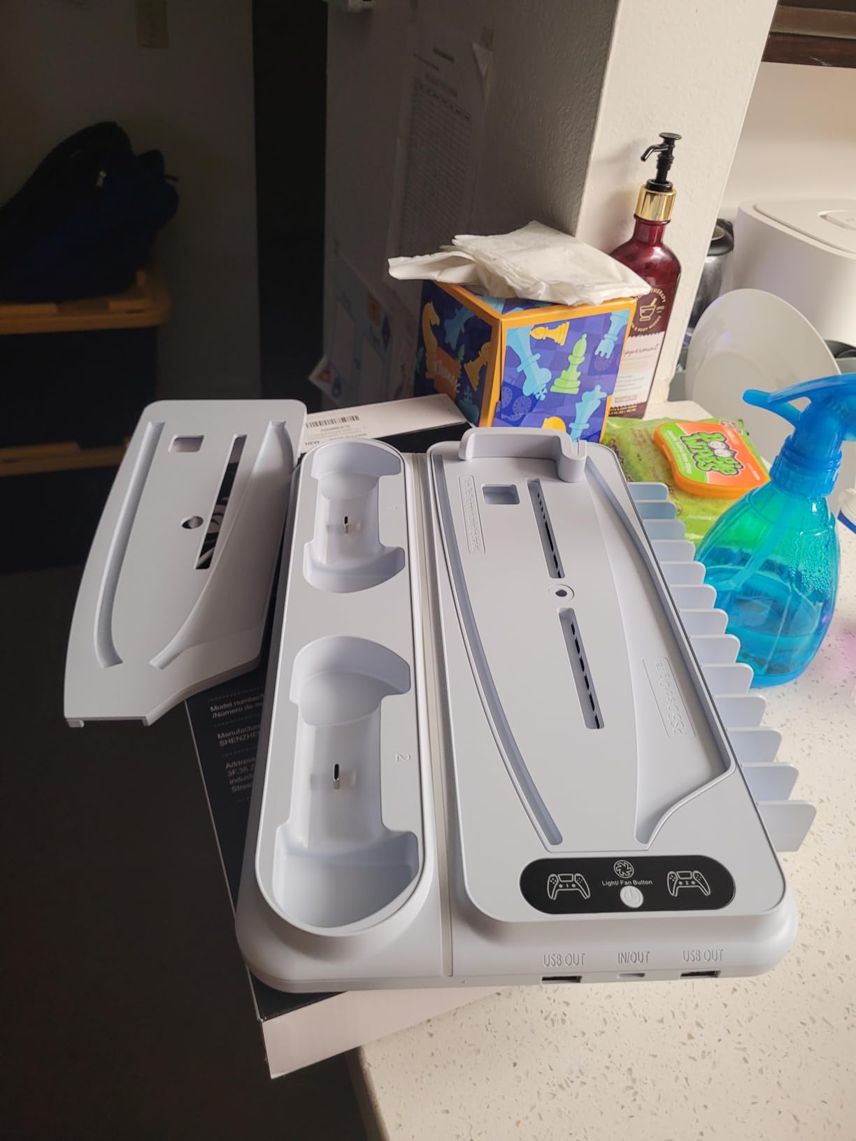 PS5 Cooling Station for PS5/Slim/Pro Disc Digital Console,PS5 Fan Cooling Fan with Dual PS 5 Controller Charger,3 Level Fan, RGB Light,12 Slot, PS5/Slim/Pro Stand for PlayStation 5 Console Accessories - Customer Photo 1