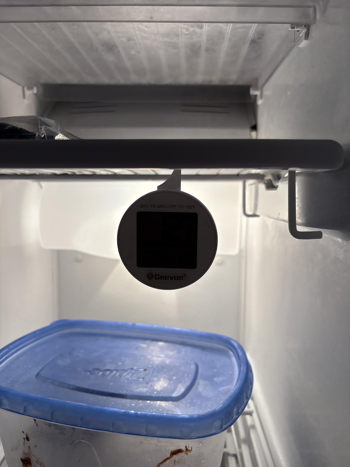 Geevon Small Digital Refrigerator Thermometer 2 Pack, IP65 Waterproof Commercial and Home Use, Max/Min Record Function with LCD Screen, Stand and Magnetic Back, for Fridge, Freezer Scenarios - Customer Photo 1