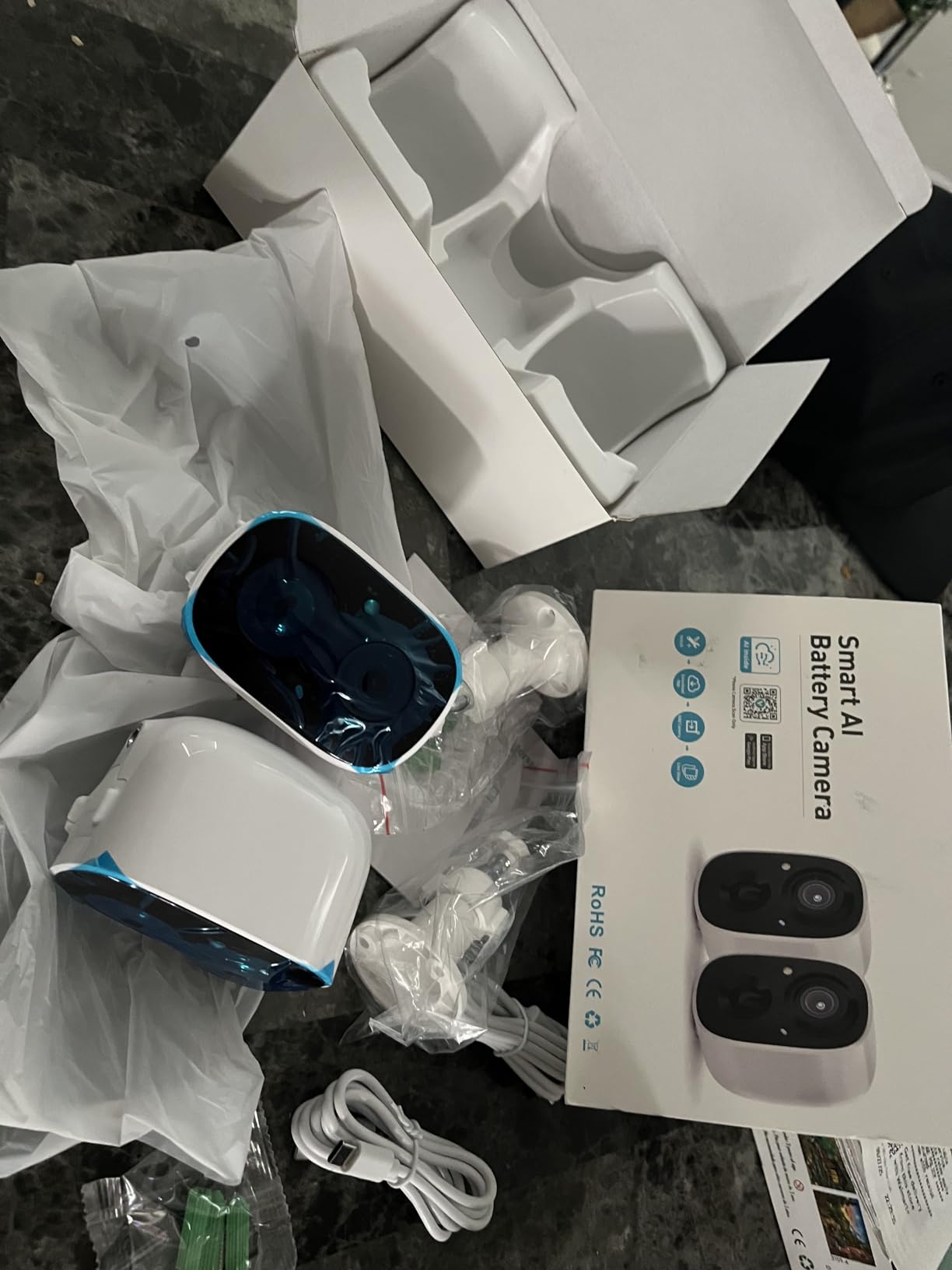 GMK Security Cameras Wireless Outdoor, 2K Color Night Vision AI Motion Detection 2-Way Talk Battery Powered 3MP WiFi Home Indoor Camera IP65 Waterproof Spotlight Siren Alarm Cloud/SD Storage 4-Pack - Customer Photo 2