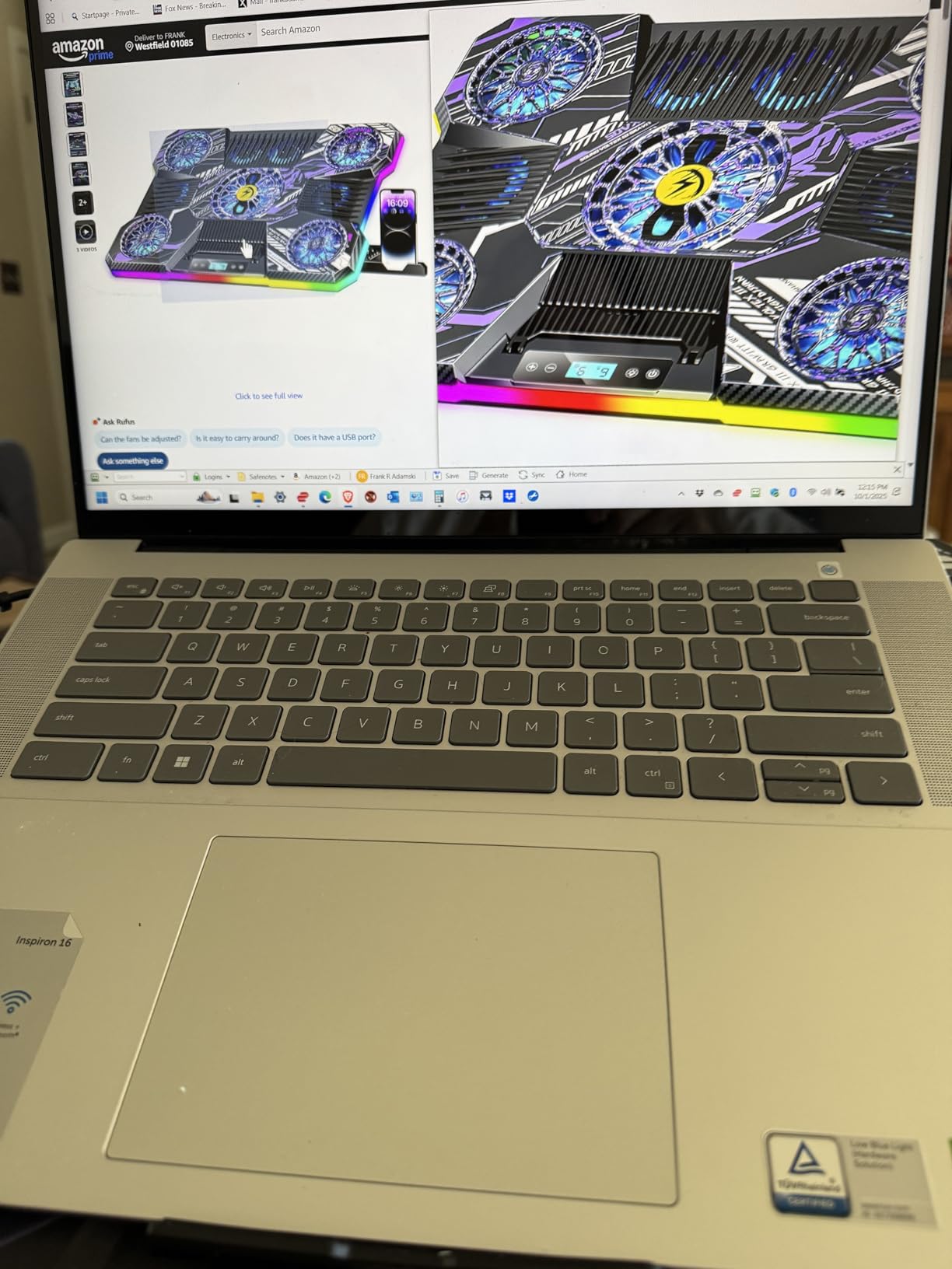 ChillCore Laptop Cooling Pad, RGB Lights Laptop Cooler 9 Fans for 15.6-19.3 Inch Laptops, Gaming Laptop Fan Cooling Pad with 8 Height Stands, 2 USB Ports - A21 Blue Customer Review ChillCore Laptop Cooling Pad, RGB Lights Laptop Cooler 9 Fans for 15.6-19.3 Inch Laptops, Gaming Laptop Fan Cooling Pad with 8 Height Stands, 2 USB Ports - A21 Blue - Customer Photo 1