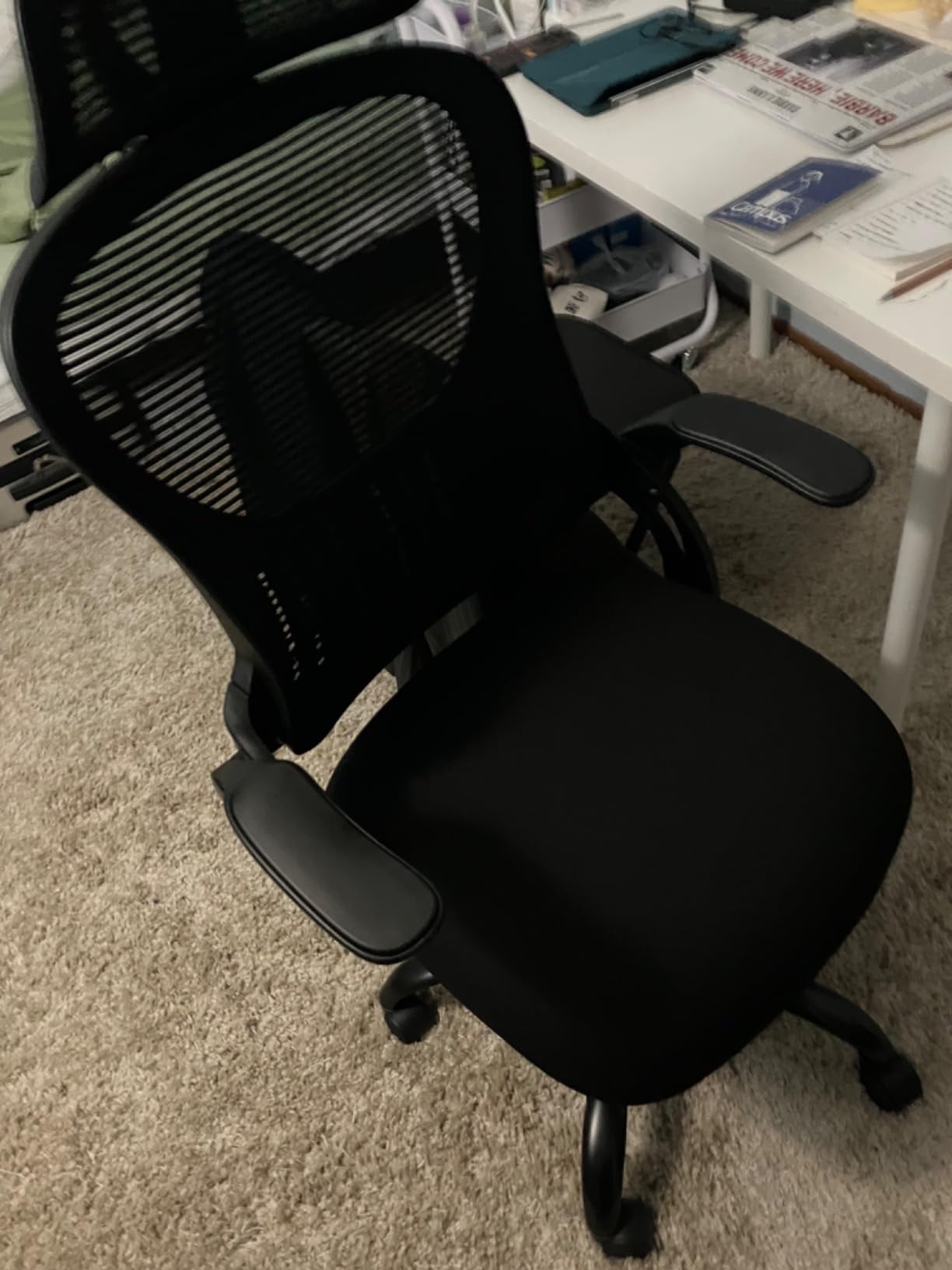 Ergonomic Mesh Office Chair with Lumbar Support Pillow & Retractable Footrest, Breathable High-Back Design Gaming Desk Recliner Chair for Adults with Wheels, Adjustable Height, Blue - Customer Photo 2