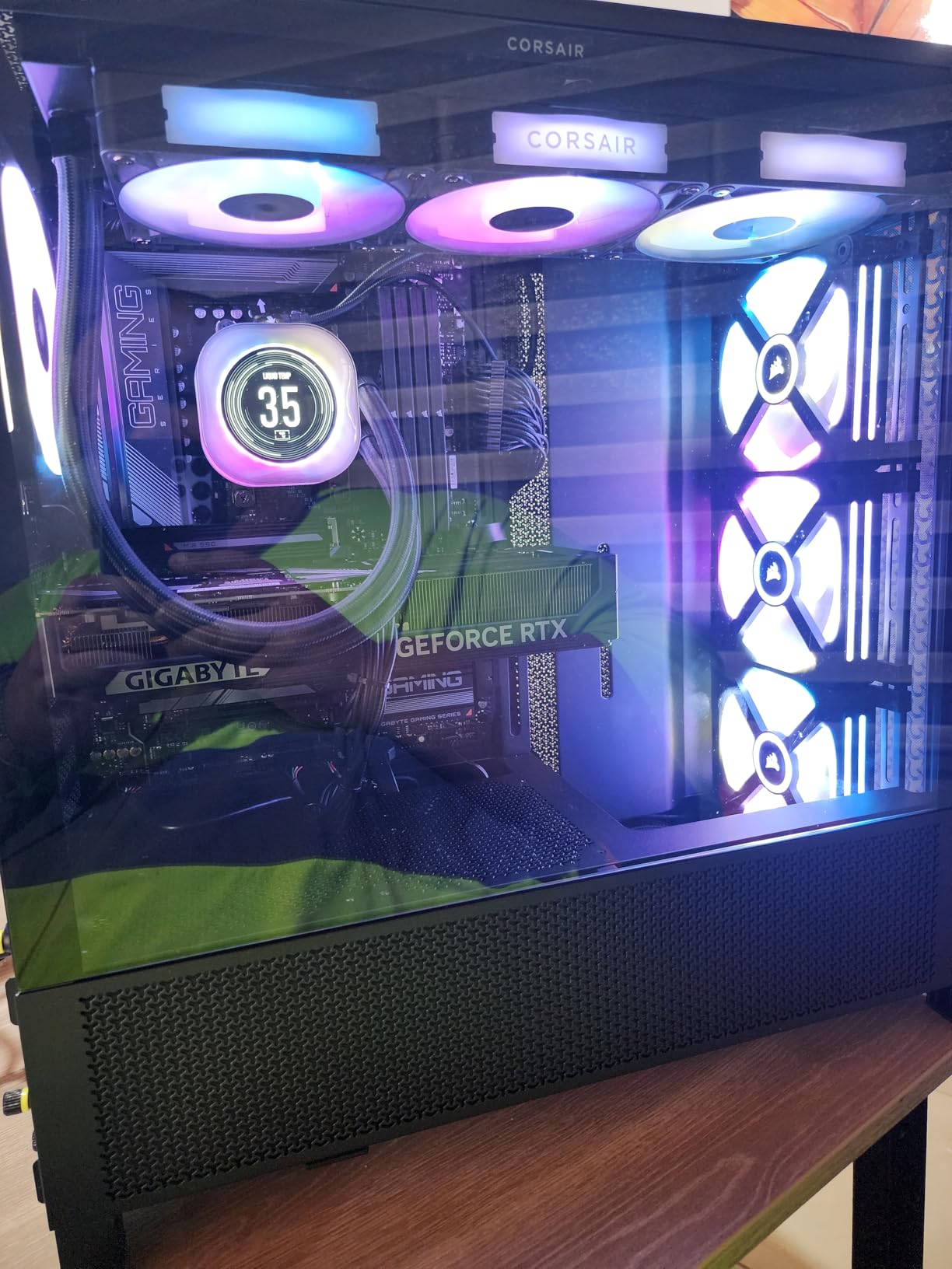 CORSAIR iCUE Link Titan 360 RX LCD Liquid CPU Cooler – 360mm AIO – Low-Noise – FlowDrive Cooling Engine – Intel LGA 1851/1700, AMD AM5/AM4 – 3X RX120 RGB Fans – iCUE Link System Hub Included – Black - Customer Photo 2