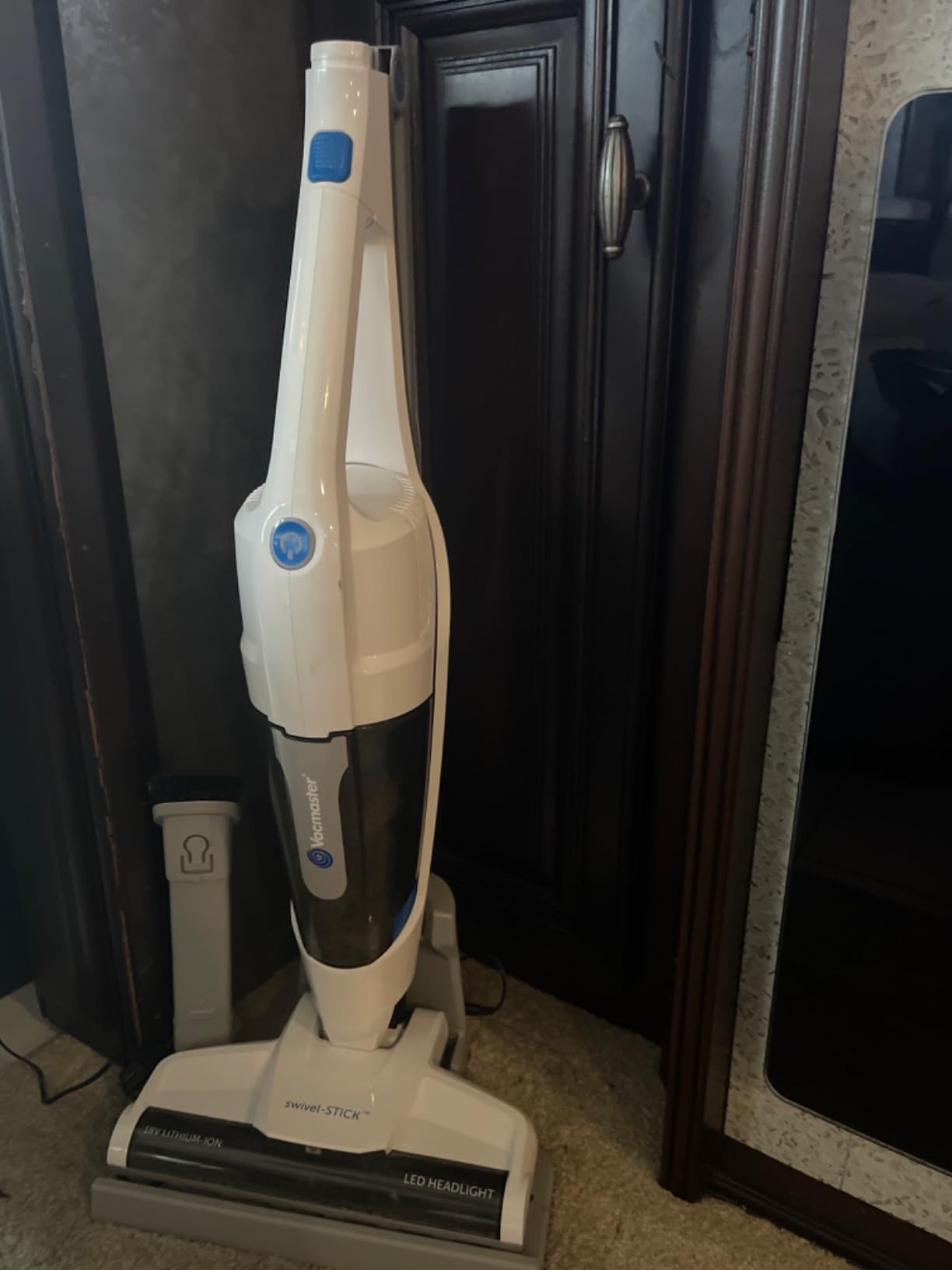 Vacmaster Portable 10.8V 2-in-1 Cordless Stick Lightweight Vacuum Cleaner with 2-Speed Power Control and LED Headlight for Hardwood Floor, Carpet & Pet Hair, Blue - Customer Photo 1