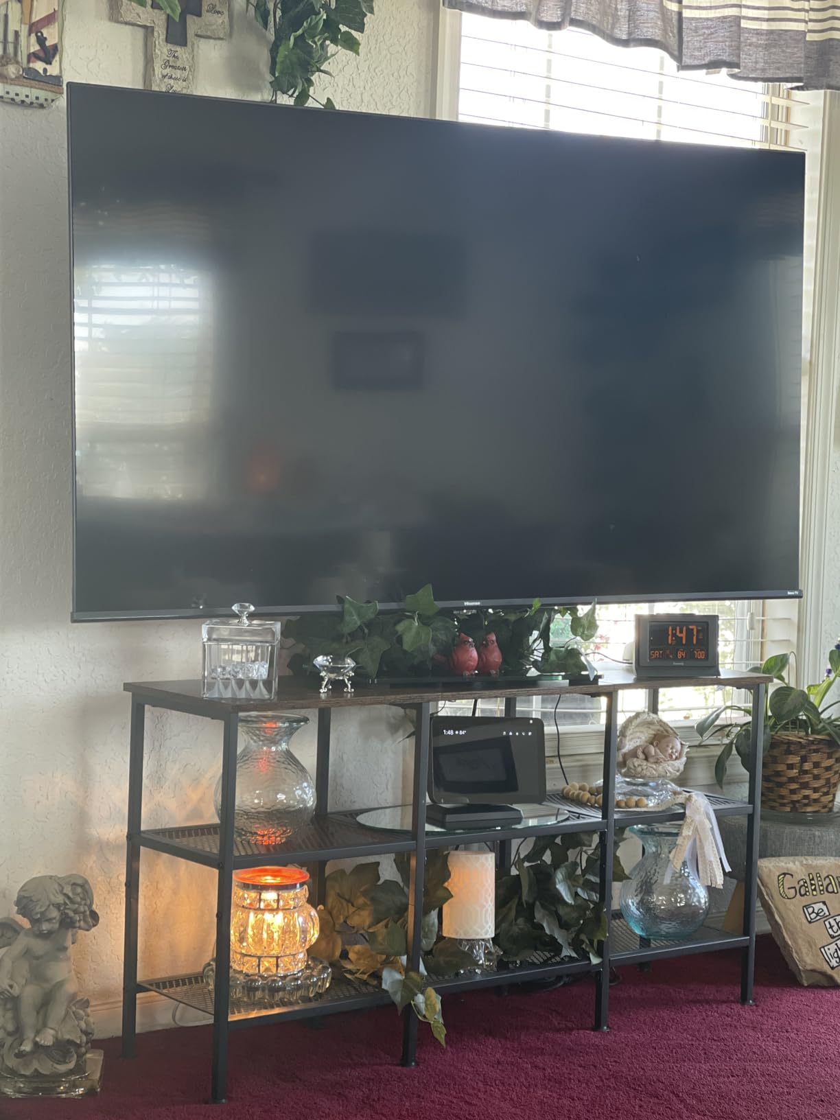 Furologee TV Stand, Small Media Console Table with 3-Tier Storage Shelves, Industrial Entertainment Center for TVs up to 50 Inch - Customer Photo 2