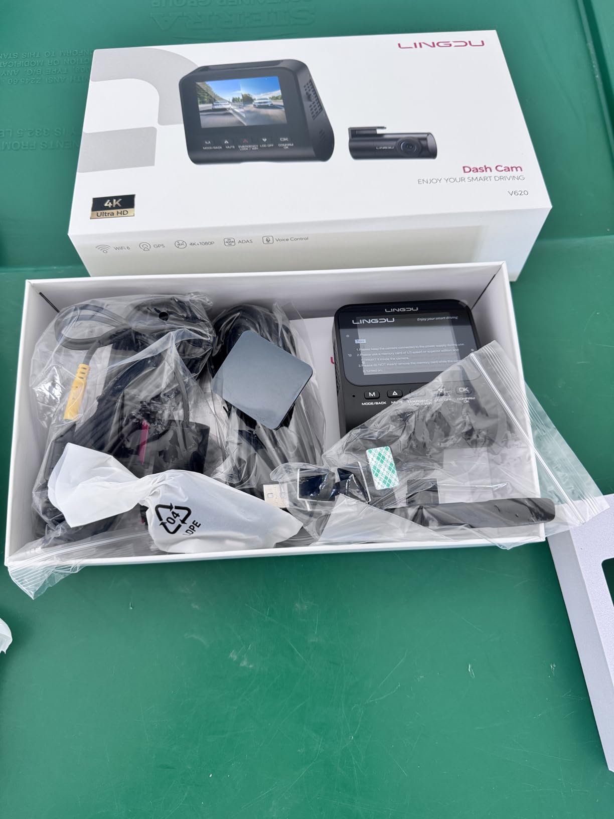 LINGDU 4K Dash Cam Front and Rear, WiFi6 4K+1K Dash Camera for Cars, HDR Dashcam 64GB Card, Voice Control ADAS GPS, Night Vision, Motion Detection 24H Parking Mode, Upgraded Timeline Playback APP LINGDU V620 - Customer Photo 1