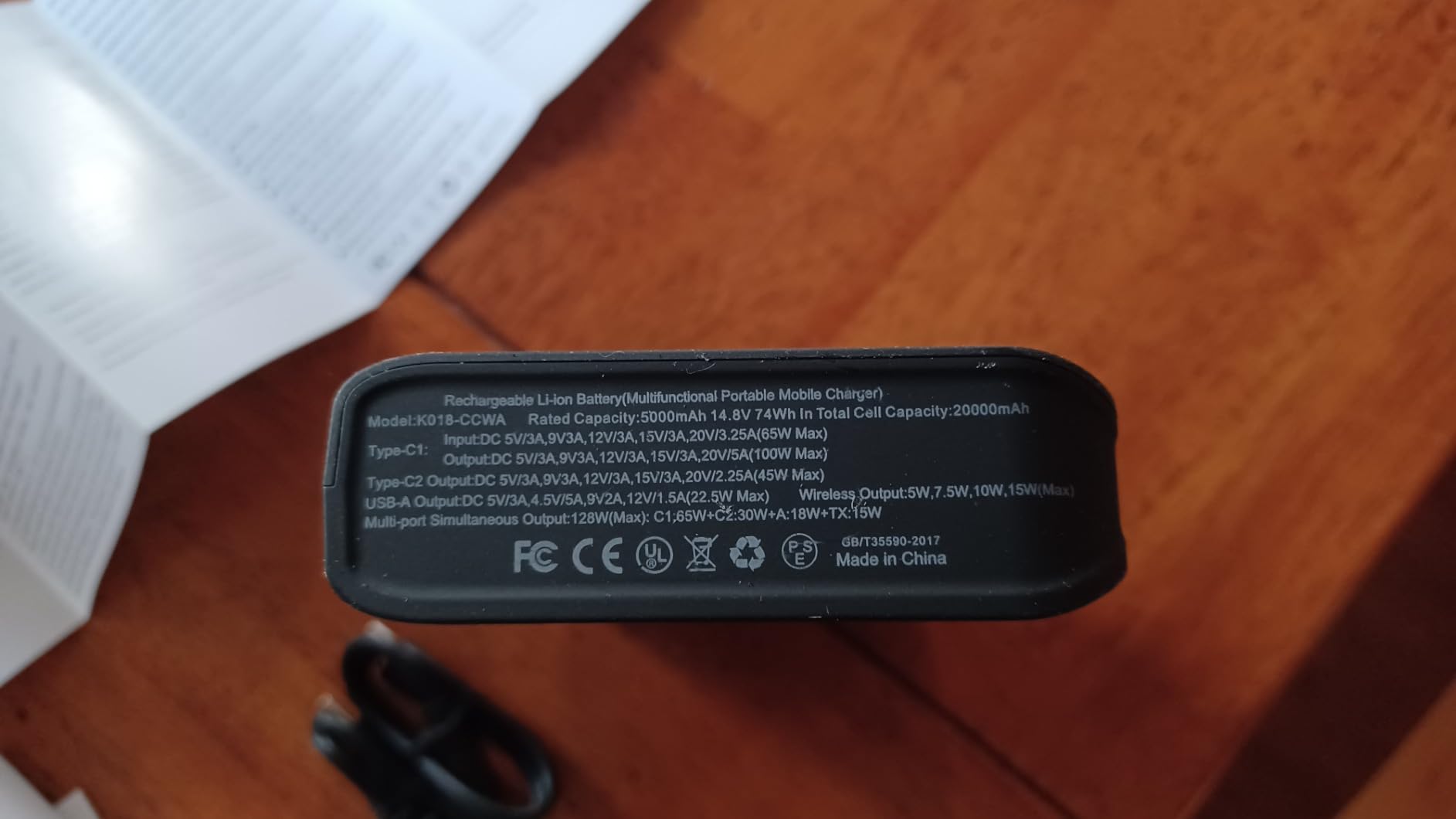 Portable Power Bank with Wireless Charging, 20000mAh, 100W PD Fast Charging, for MacBook Pro/Air, Dell XPS, iPhone 16/15/14, Galaxy S24, Steam Deck, AirPods, and More - Customer Photo 3